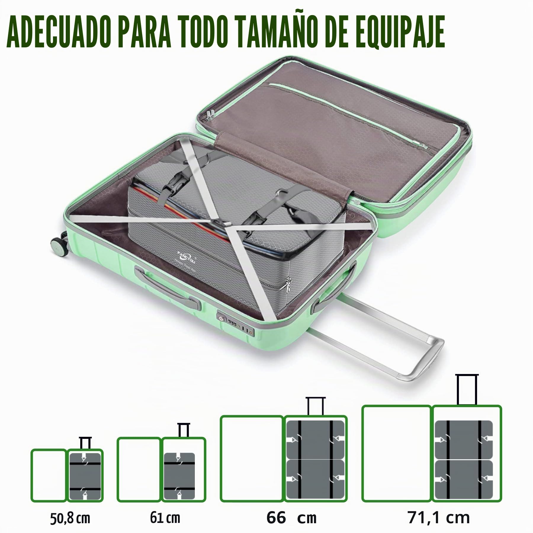 Cubos Colgantes para Organizar Maletas, Armario Portátil de Tela de Nylon Mejorada 44 * 30 * 65cm, Compresión para Embalar y Desembalar en un Solo Paso para Viajes de Negocios (Gris)