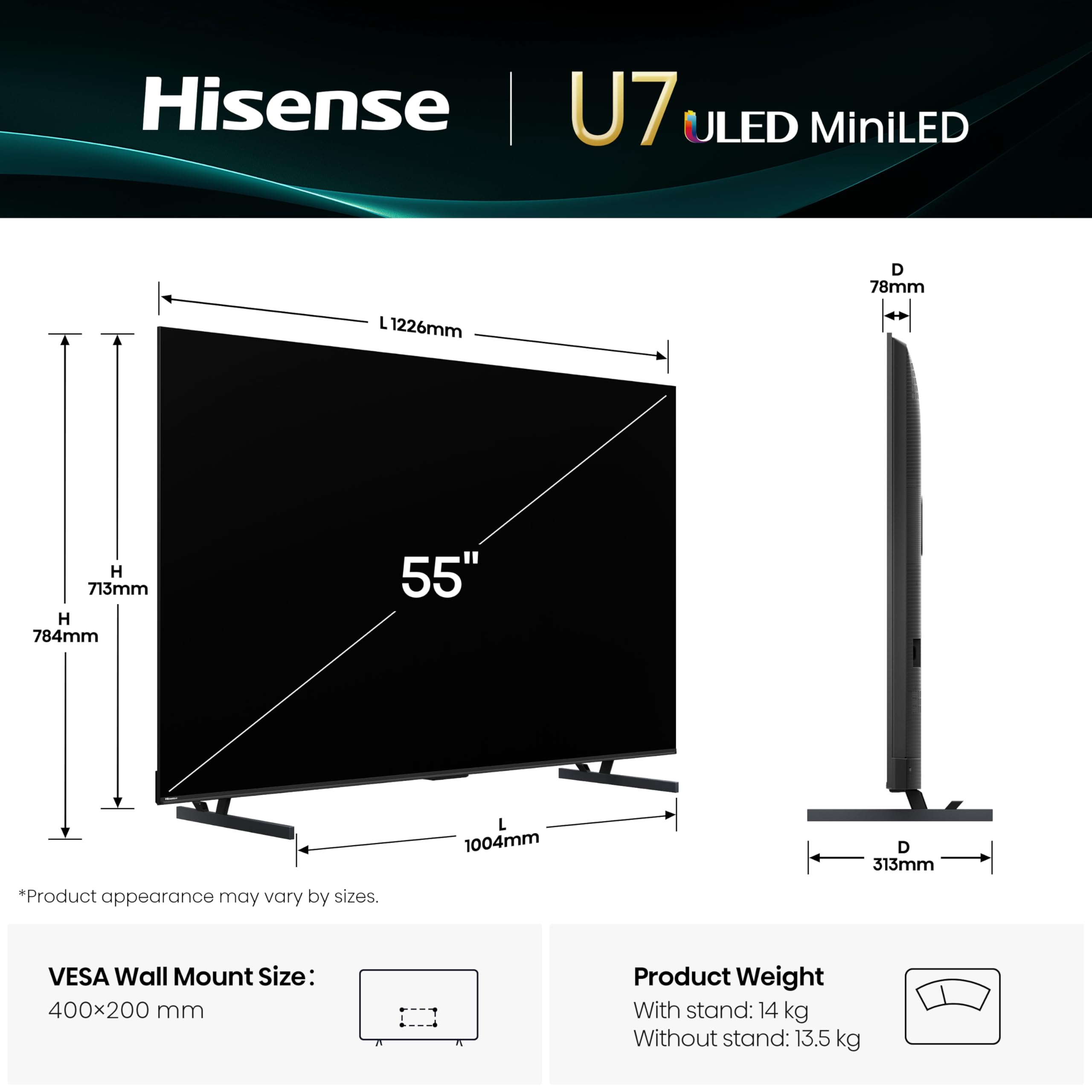 Amazon | ハイセンス 55U7Q sw LED TV ミニLED UHDマルチチューナー BT 