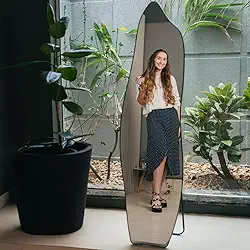 Espelho Orgânico Corpo Inteiro Moldura Metal Parede e Chão 1,50x40 Luxo Triboshop (MOldura Preta)