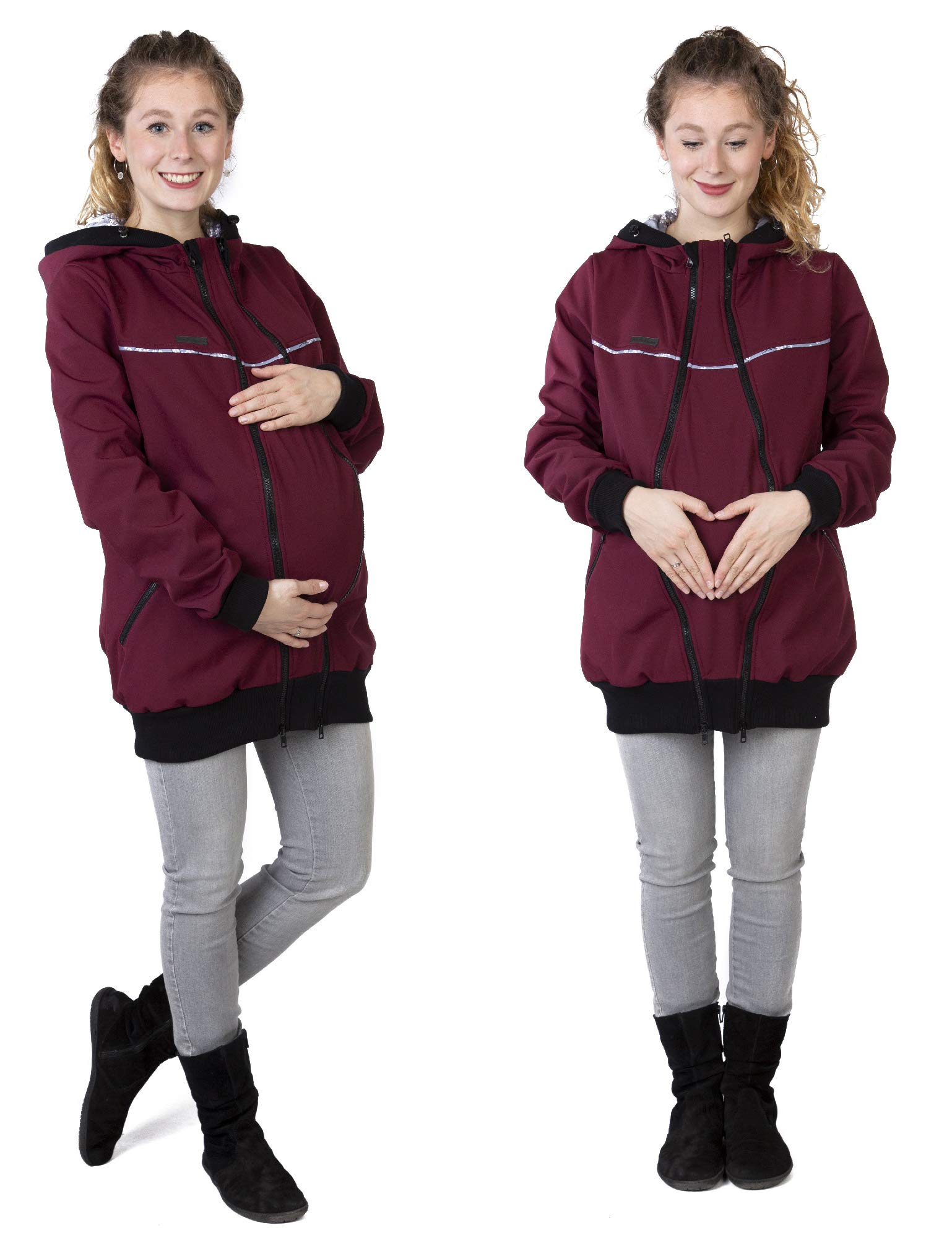Viva la Mama Veste de portage 4 en 1 pour porter sur le dos ou la poitrine, softshell, veste de grossesse + veste kangourou – Aventuris