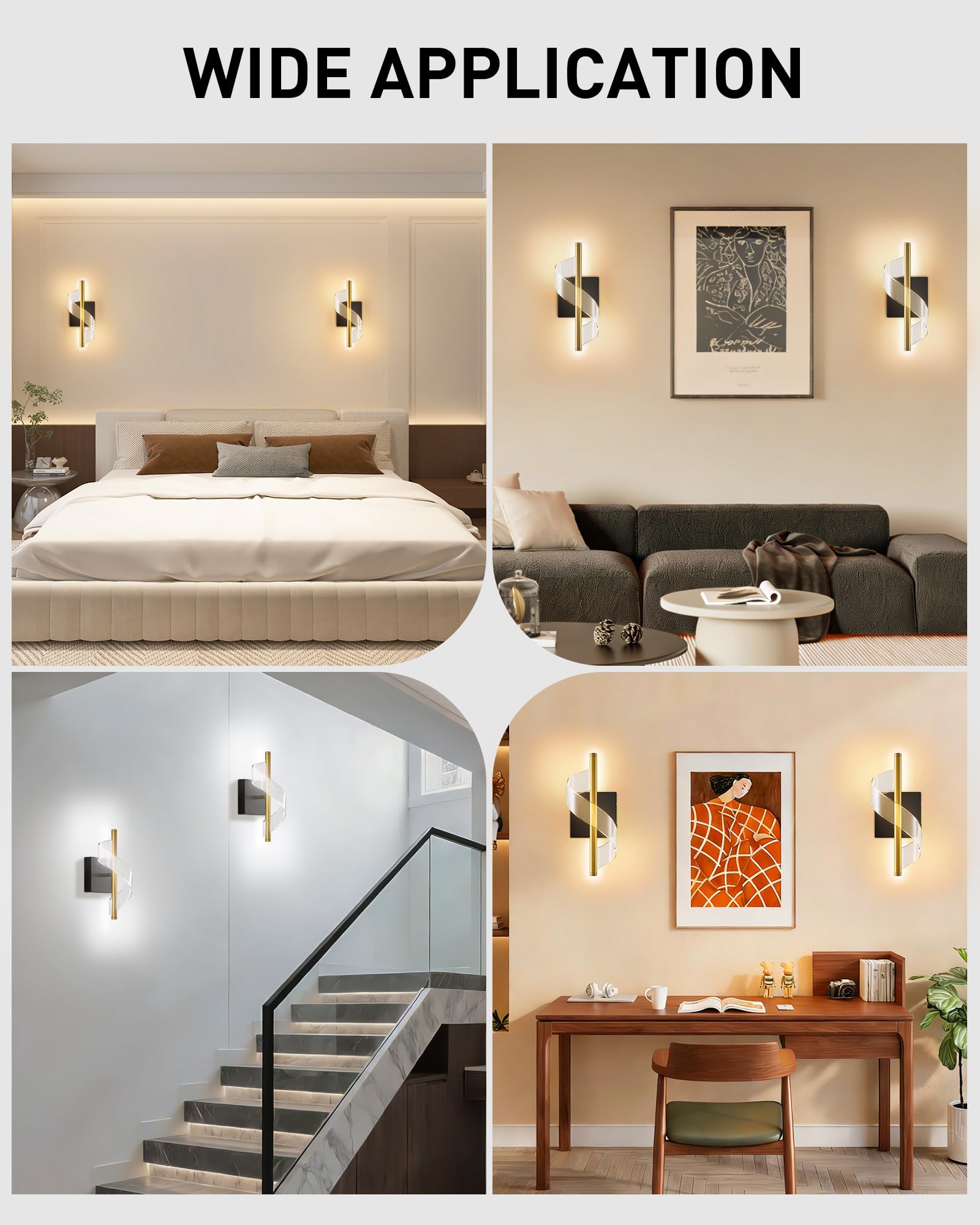 T-SUNUS Wandleuchte Innen Akku, Kabellose Aufladbare Wandlampe Innen Akku mit Fernbedienung, Einstellbarer Lichtstrahl, 3 Farbtemperatur für Wohnzimmer Schlafzimmer Korridor Treppe 2 Stück