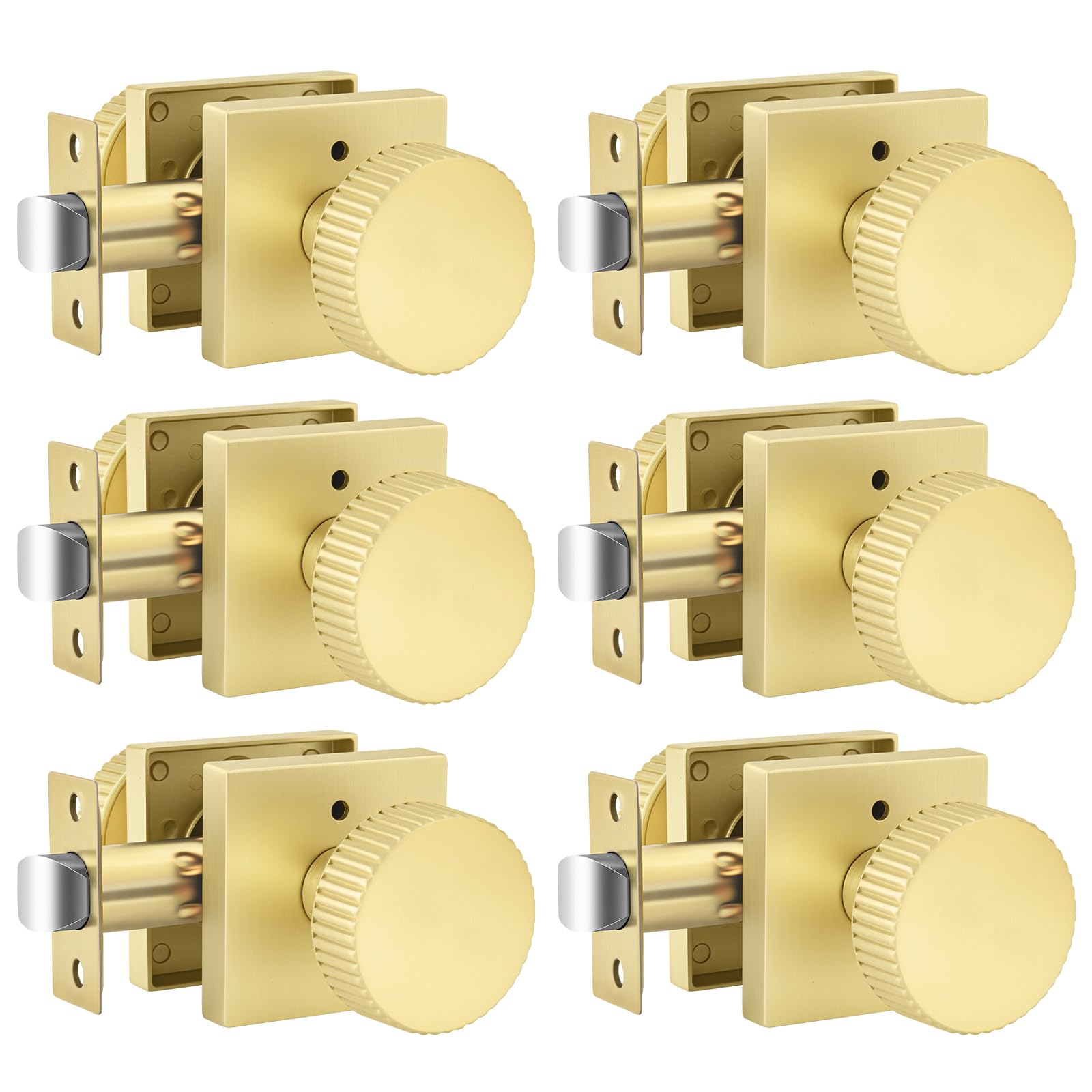 Photo 1 of Goldenwarm Gold Door Knobs Interior, Privacy Bedroom Door Knob with Lock, Zinc-Alloy Heavy Duty Brushed Gold Interior Door Knobs Brass Bathroom 6 Pack