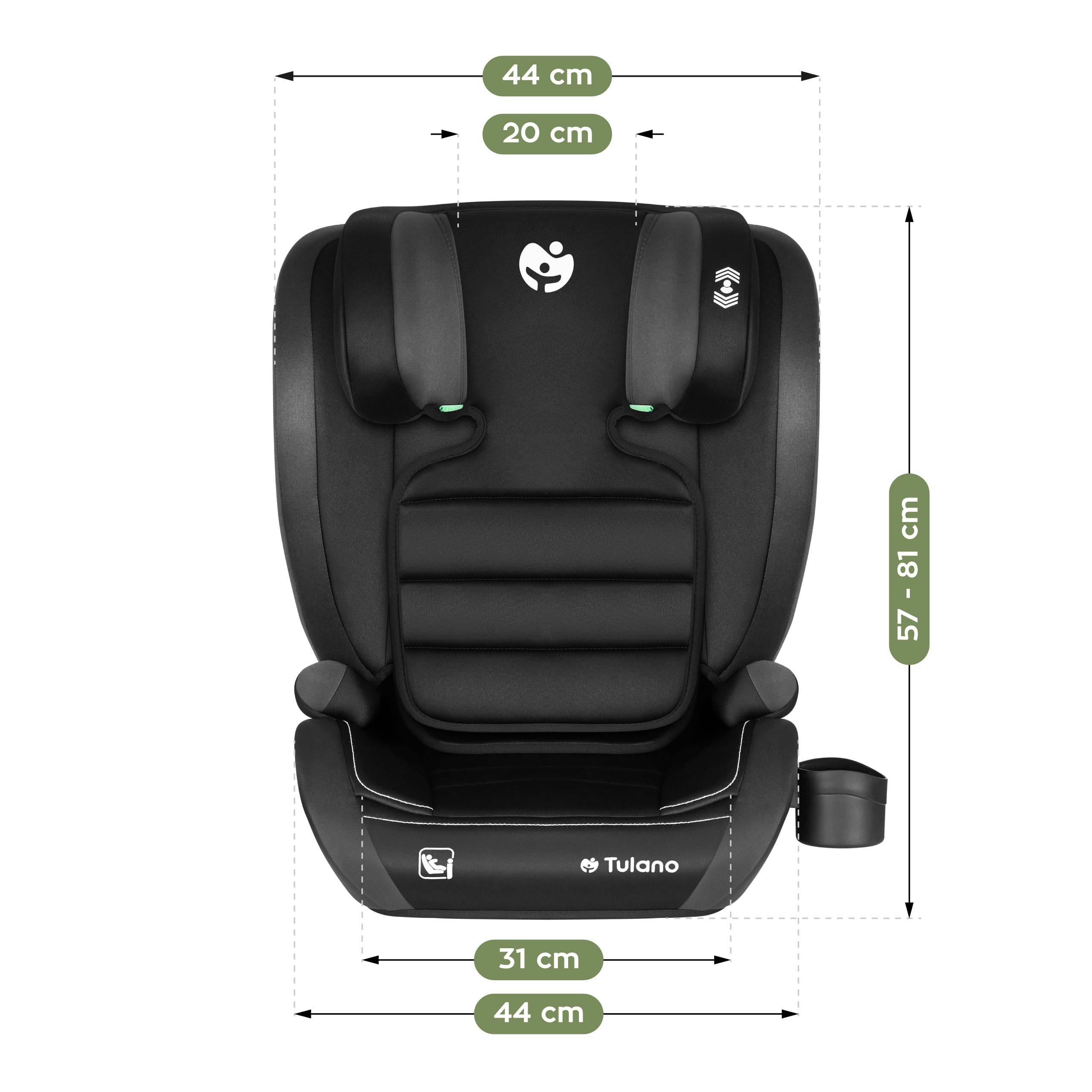 Tulano Joy 25 fotelik samochodowy dla dzieci 15-36 kg z Isofix – grupa 2/3 fotelik samochodowy 100–150 cm – podwyższenie siedziska dla dzieci – zagłówek z regulacją wysokości – pokrowiec nadaje się do