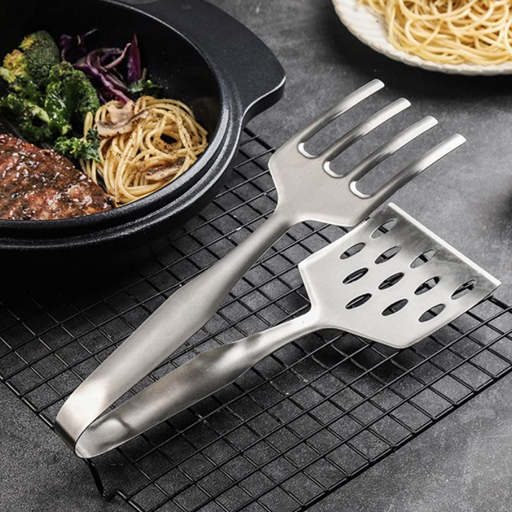 Pinzas de Cocina de Acero Inoxidable, 1 Pieza, Pinzas para Alimentos, Pinzas para Barbacoa, Pinzas para Pescado Frito, 25,5 x 9,8 cm