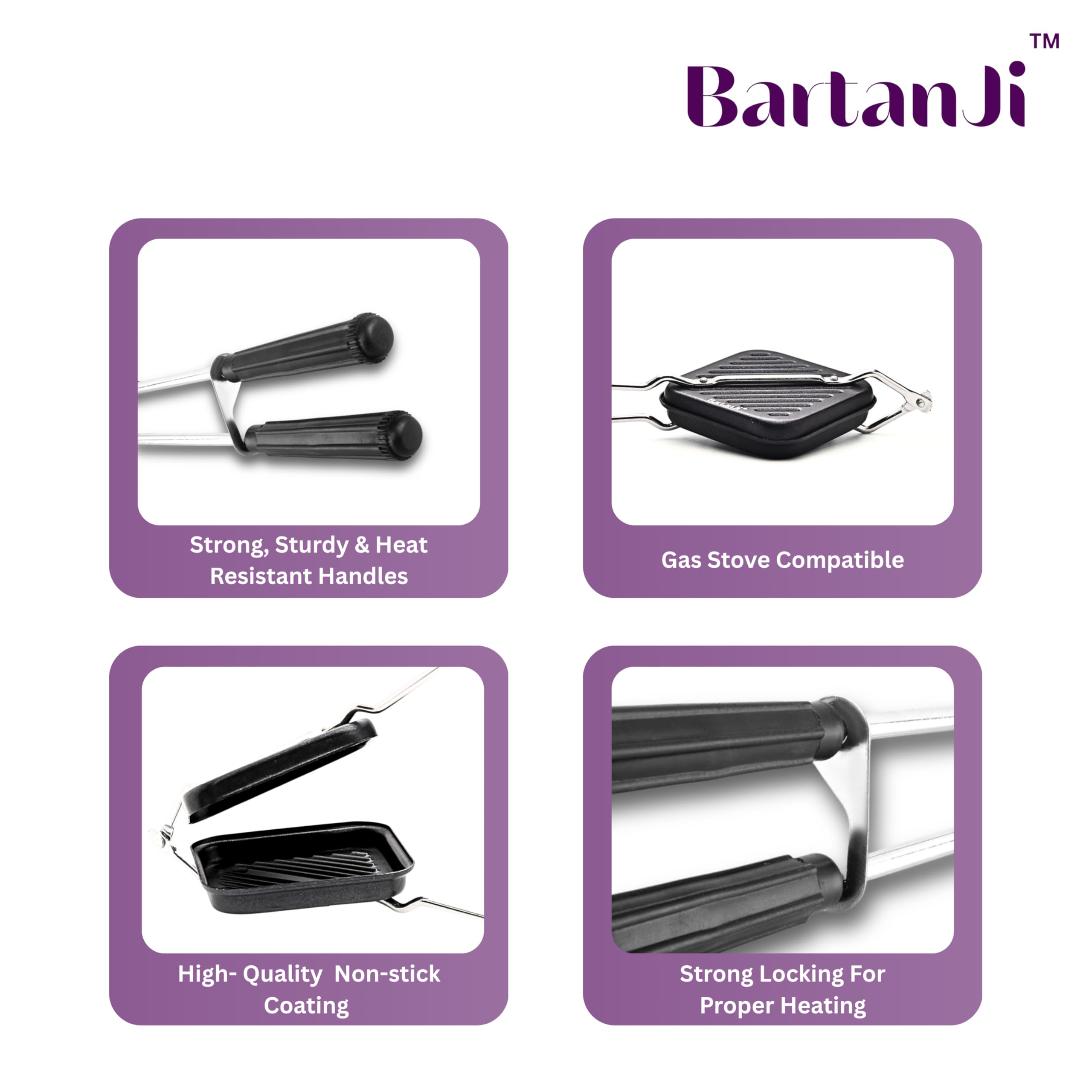 Grill Sandwich Toaster - Non-Stick & Flame-Proof -3 Grill Sandwich Toaster - Non-Stick & Flame-Proof -3