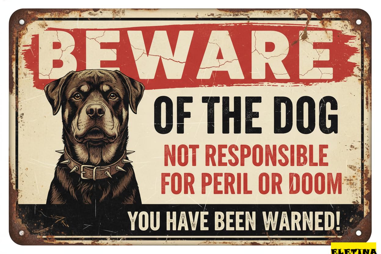 Beware Of Dog English Springer Warning Tin Sign, 8x12 Inch