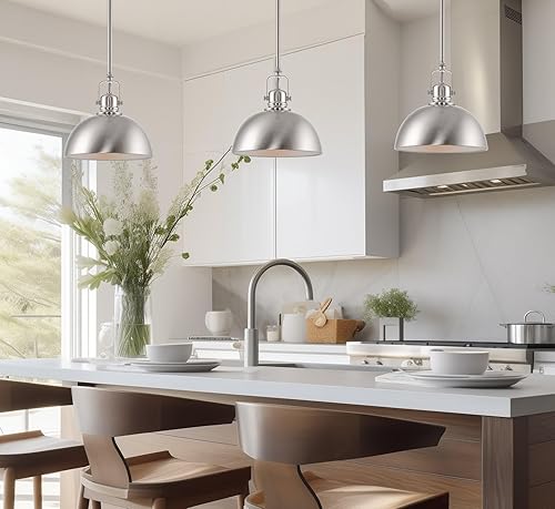 Miniatura 3 de Kira Home Belle - Lámpara colgante industrial contemporánea de 9 pulgadas, longitud ajustable + junta giratoria de sombra, acabado de níquel