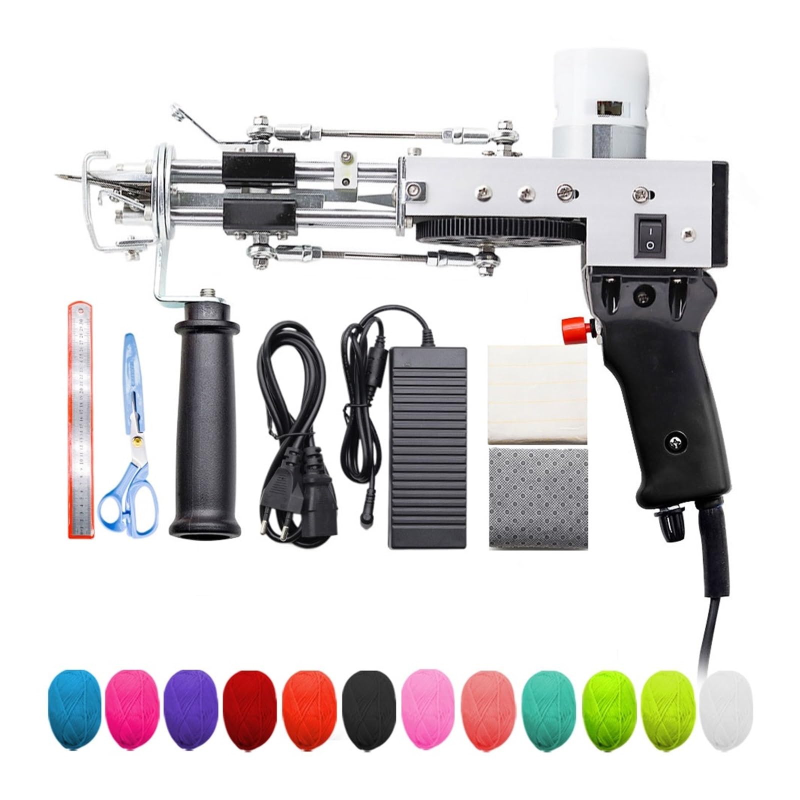 Pistolet do tuftingu 2 w 1 elektryczny pistolet do tuftowania dywanów może zarówno ciąć stos, jak i pętelkowy pistolet ręczny tkanie dywanów flokowanie elektronarzędzia Trwałość, Wydajność(110set-02)