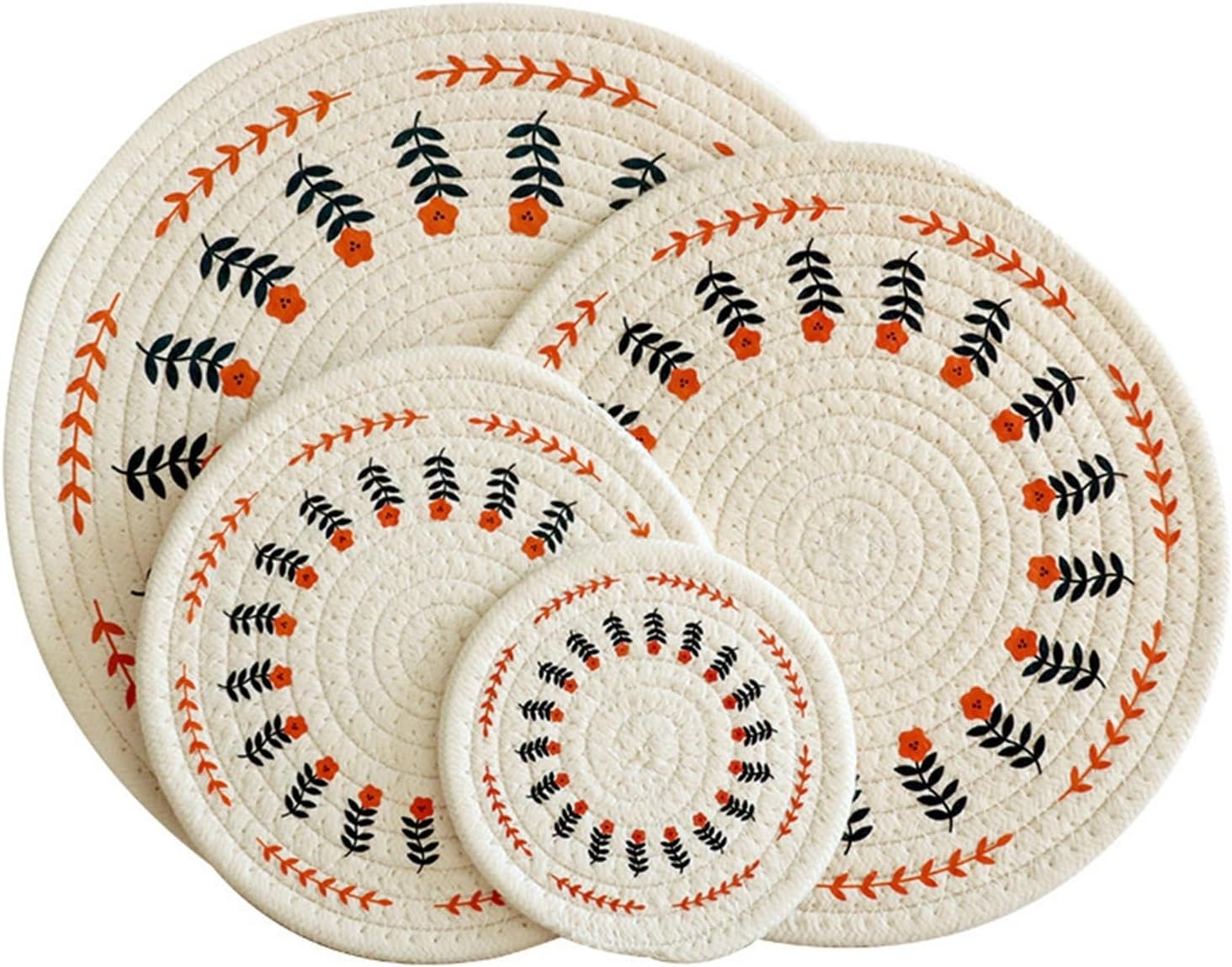 Hand Woven Cup and Plate Mat Home Table Casserole Heat Insulation Rattan Placemat