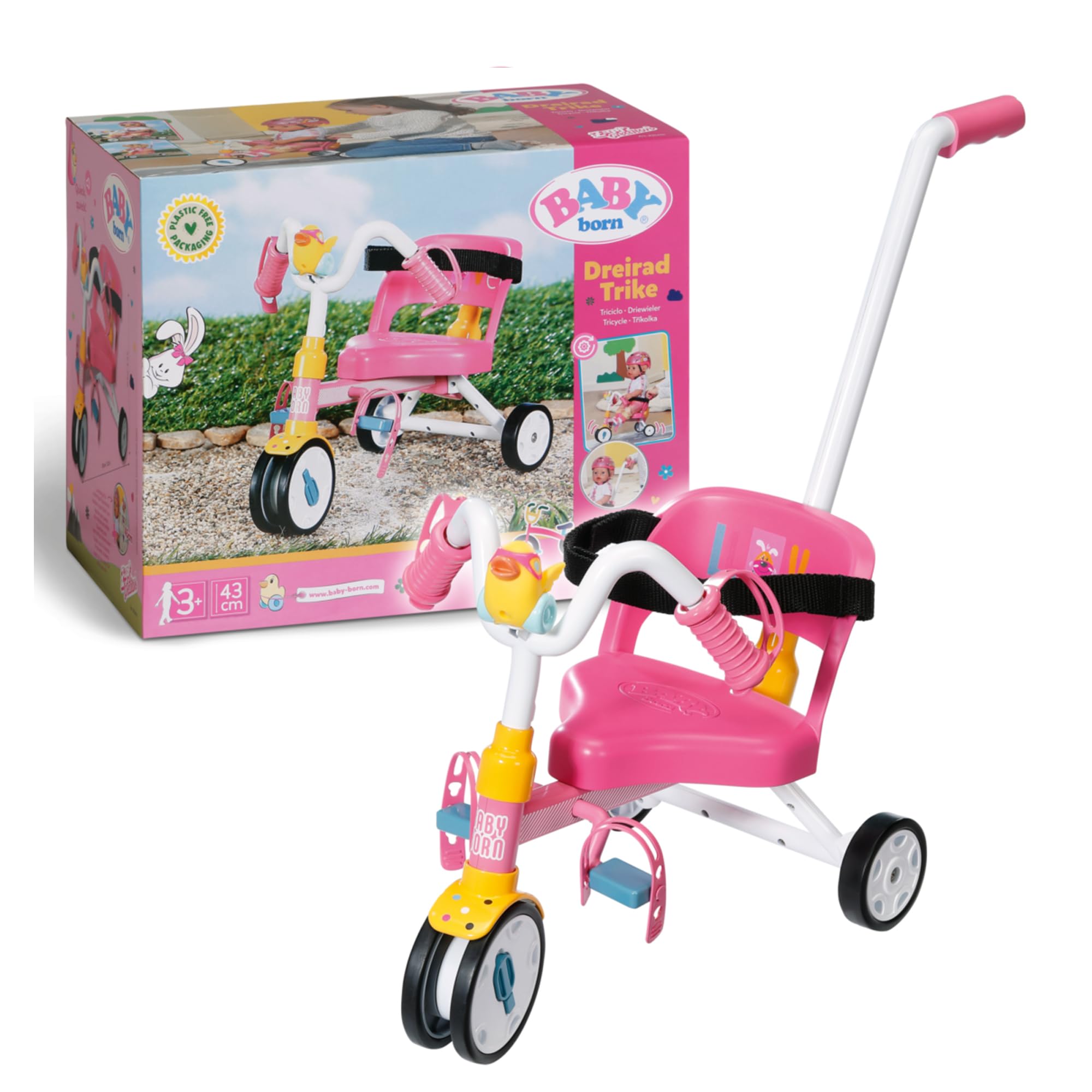 trike modell spielzeug BABY born Dreirad mit Lenkstange, Trike mit funktionsfähigen Rädern