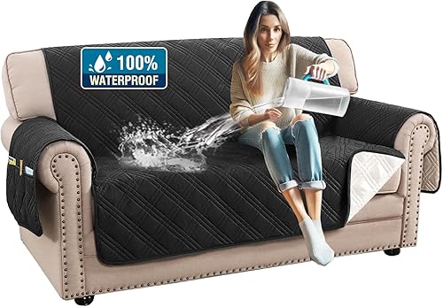 Miniatura 26 de H.VERSAILTEX Fundas de sofá 100% impermeables para mascotas, fundas deslizantes modernas para sofás/sofás, funda de sofá gruesa y suave lavable