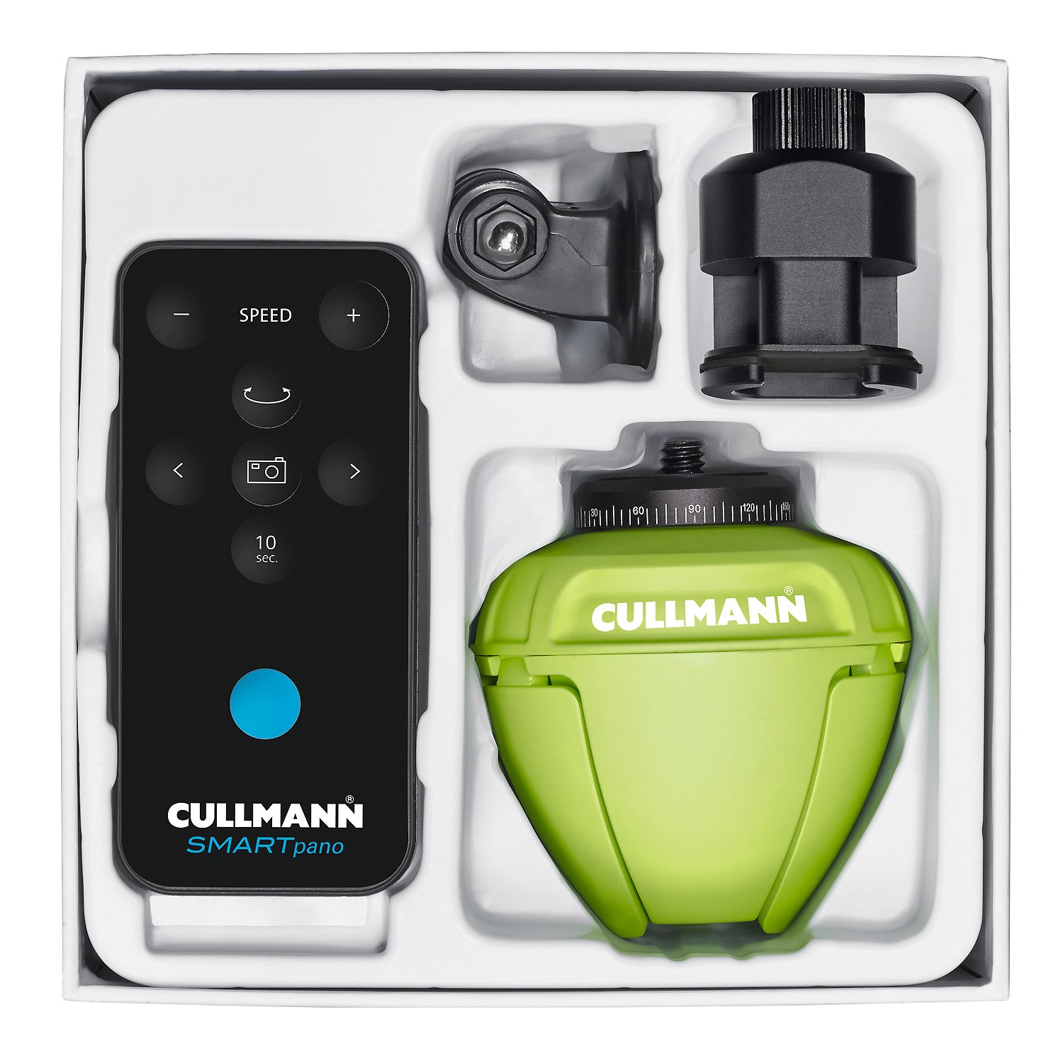 Cullmann 50221 SMARTpano 360 elektroniczna głowica panoramiczna z pilotem na podczerwień do aparatu/smartfona, zielona