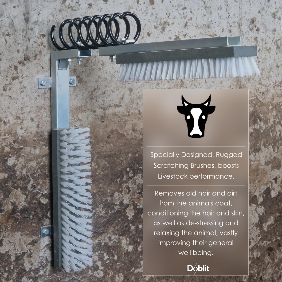 Cepillo para rascar de vaca, robusto y flexible, para rascar y asear el ganado, aumenta la salud y el bienestar de los animales, diseño de cepillo doble para una mayor cobertura, ideal para caballos