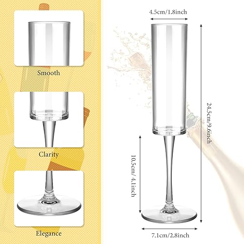Miniatura 8 de Lauwell Copas de champán de plástico acrílico para tostar vino, copas de cóctel desechables de cristal, vasos reutilizables para Navidad, fiestas,