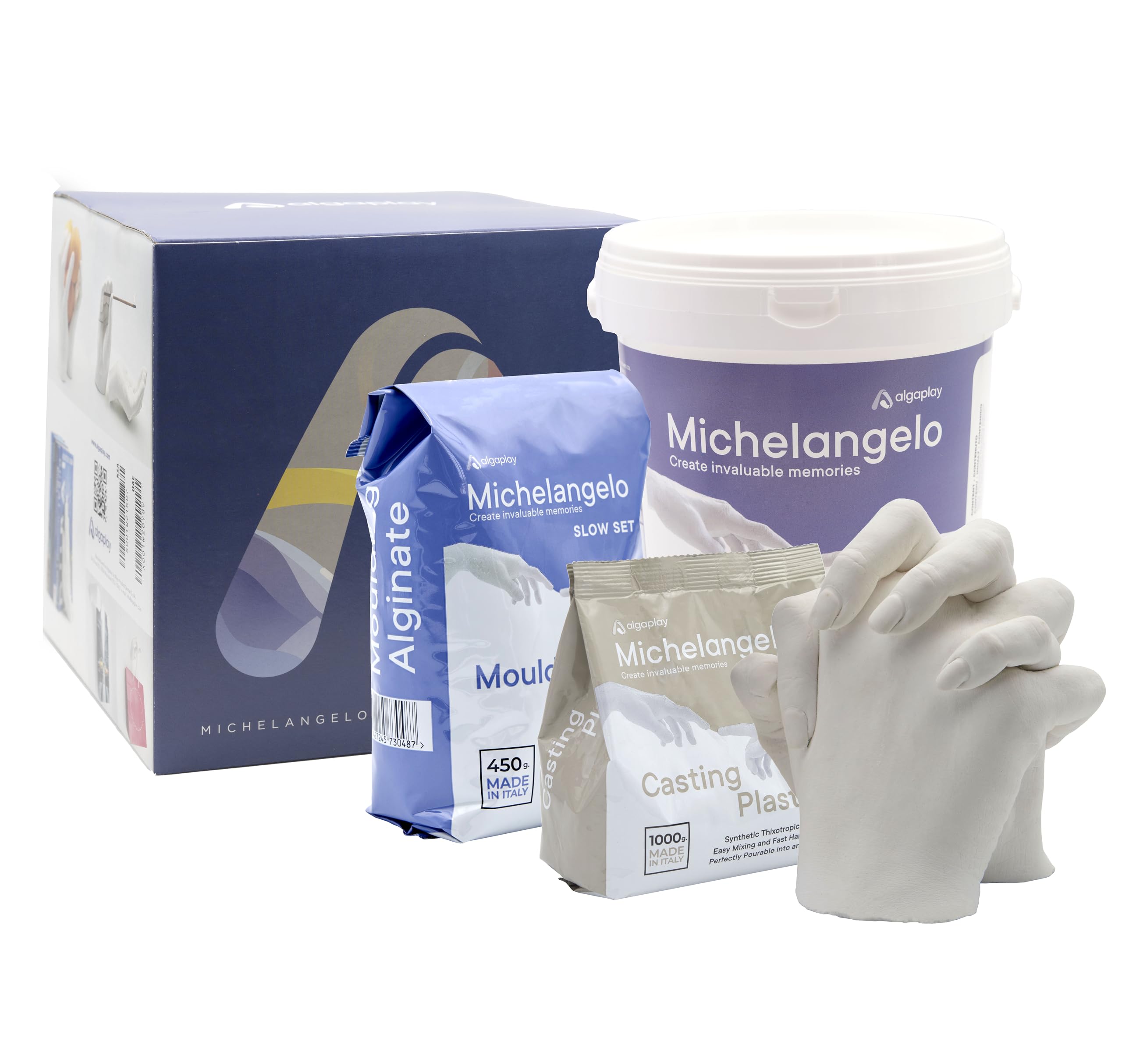 Michelangelo Premium Hand Casting Kit – Complete Plaster Mould Set for Hands. Creative Idea for Birthday, Father’s Day, Mother's Day and any other special occasions.