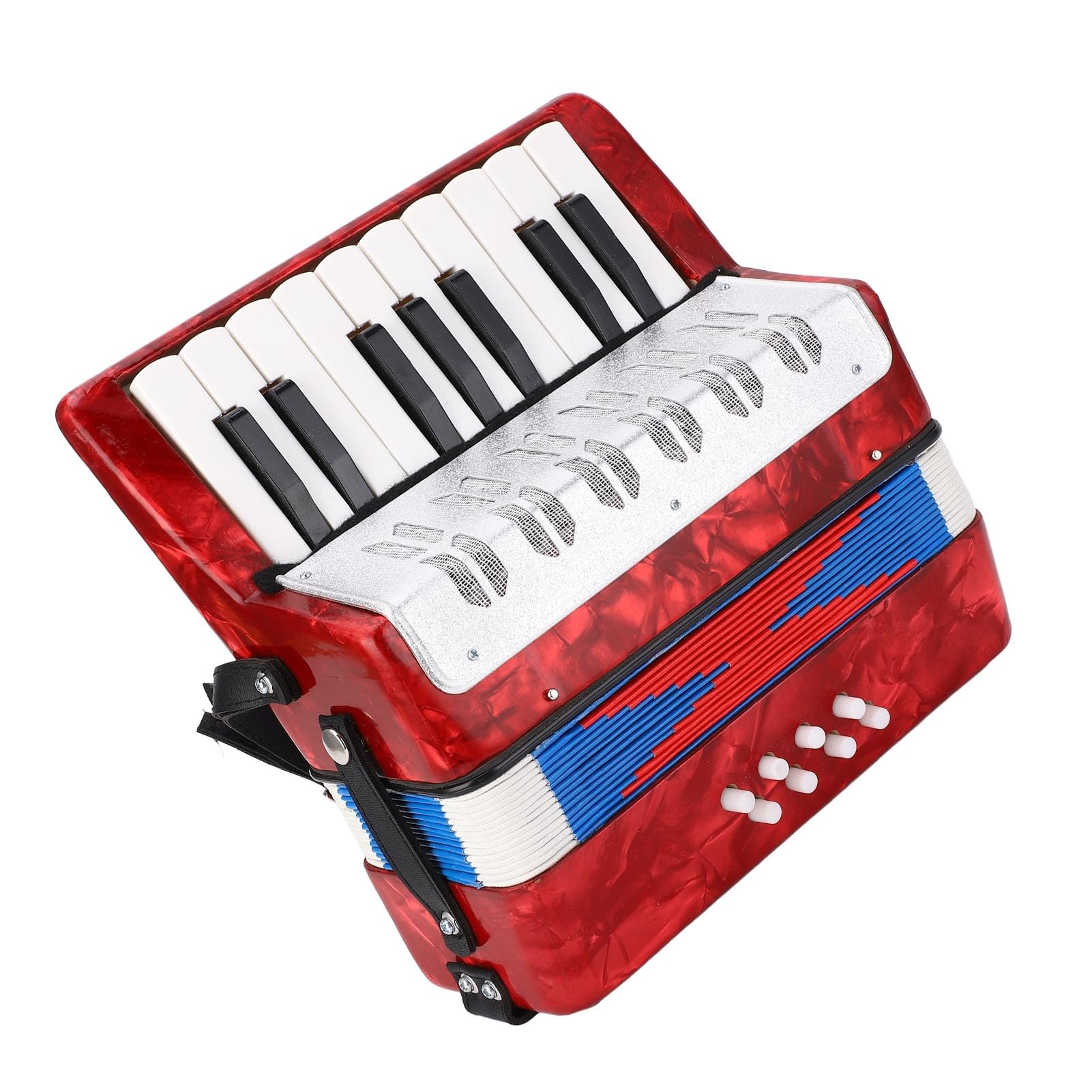 Cosiki Fisarmonica Leggera a 17 Tasti e 8 Bassi con Suono Dolce, Facile da Imparare per Principianti, per Bambini Fisarmoniche ABS (rosso)