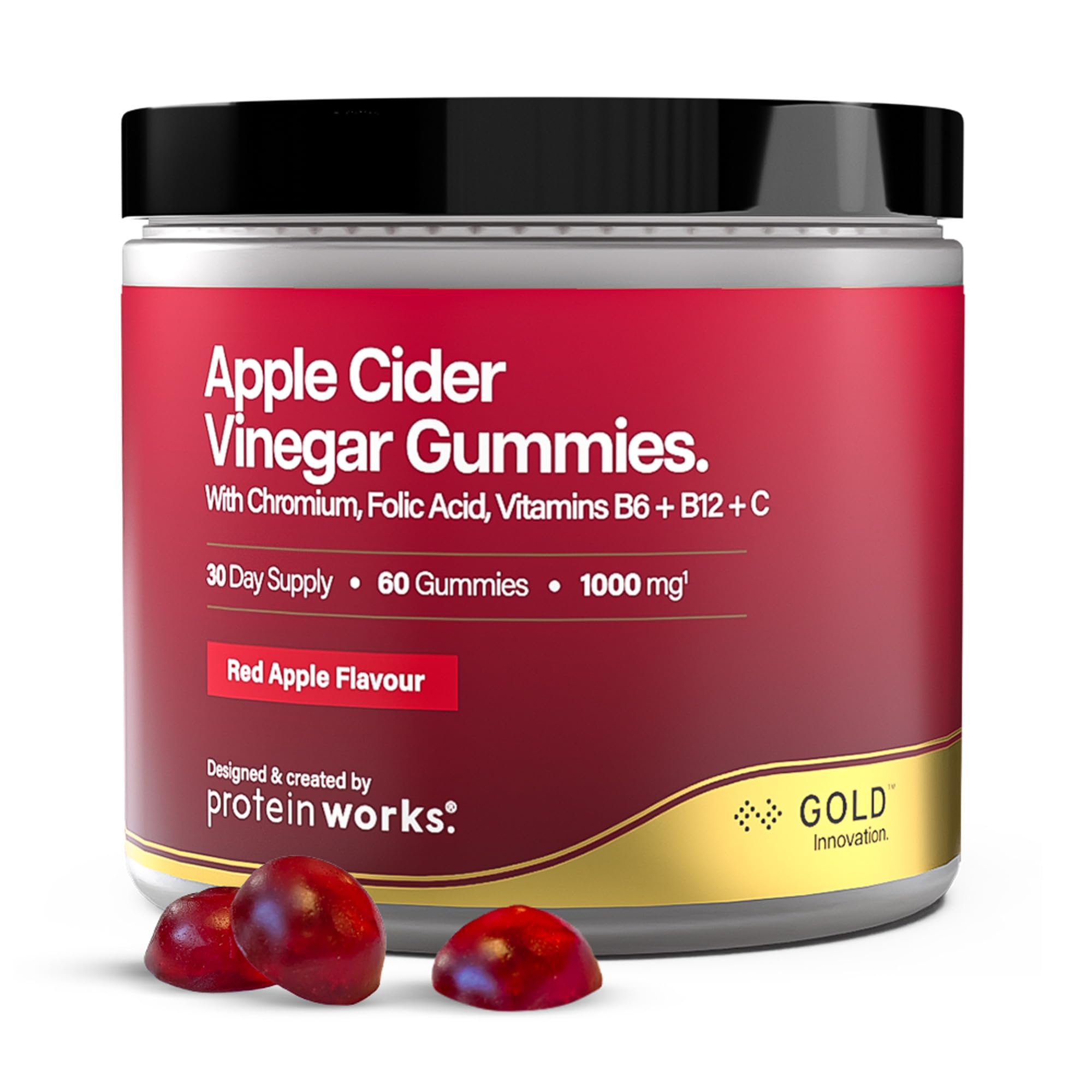 Protein Gold Apple Cider Vinegar Gummies 60 Gummies Added Vitamin B12 & Folic Acid Packed With Essential Nutrients Delicious And Easy To Enjoy