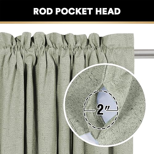 Miniatura 3 de PrinceDeco Cortinas opacas de lino de 54 pulgadas de largo, cortinas opacas 100% para dormitorio, cortinas opacas de lino con bolsillo para barra,