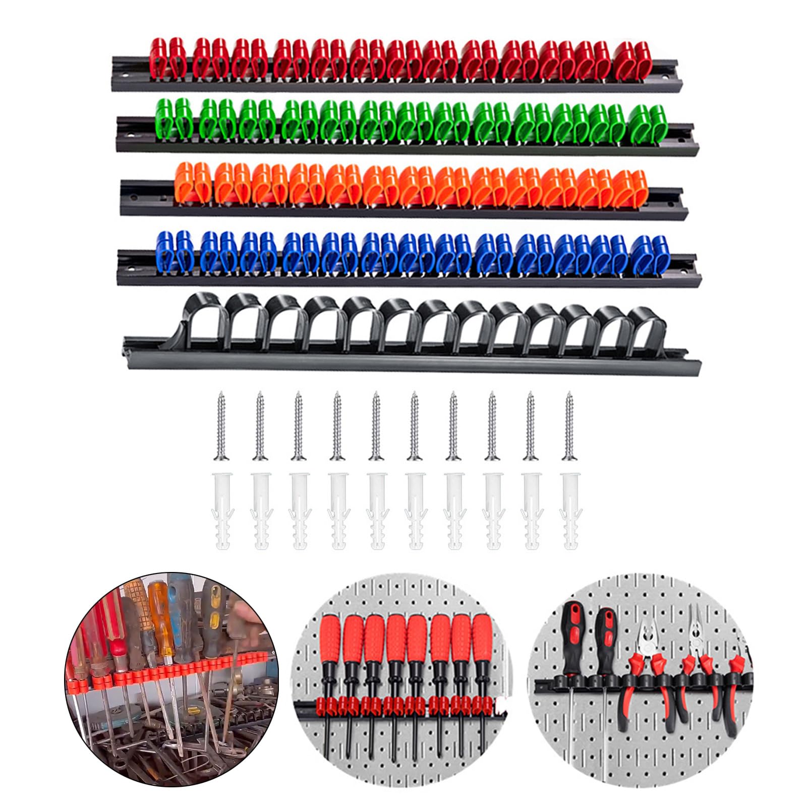 5 soportes para destornillador de pared, soporte de herramientas de mano para garaje, taller y hogar, solución de almacenamiento para destornilladores y llaves