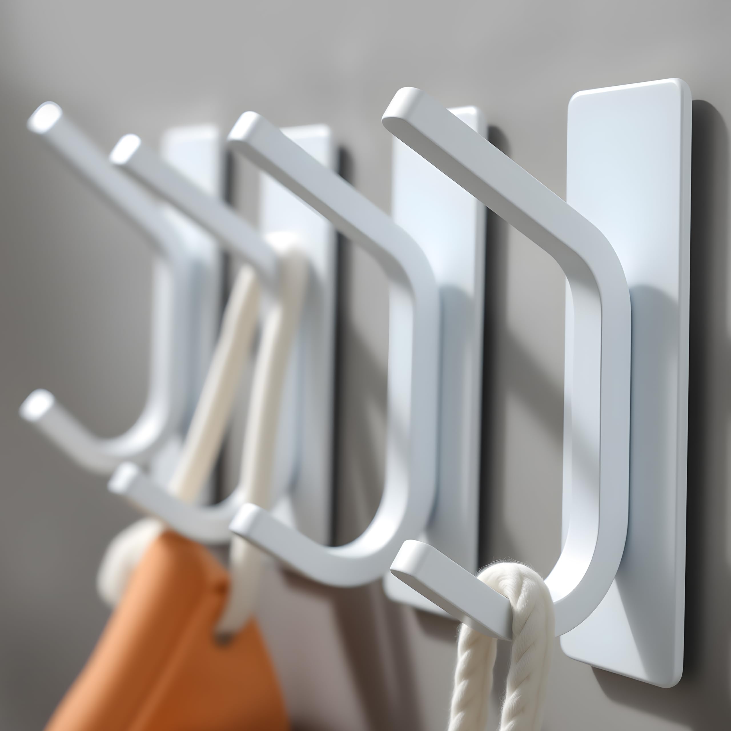 Taozun Adhesive Hooks - White Wall Hooks, Stainless Steel Towel Hangers/Holders Stick on Bathroom and Kitchen, 4 Packs