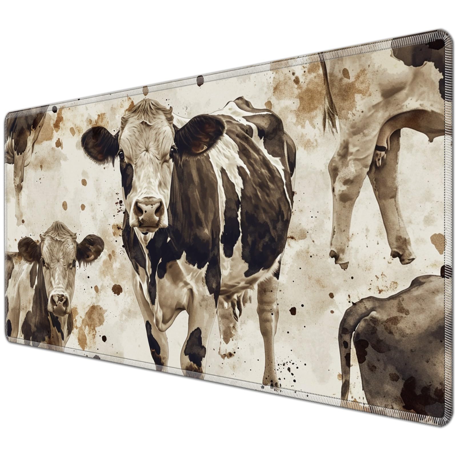 JANENFNA TCG Playmat Desk Mats 24 x 14 inches Mousepad Compatible for MTG Trading Card Game Play Mats Smooth Rubber Surface Original Magic The Gathering Play Mat, Cow — image 1