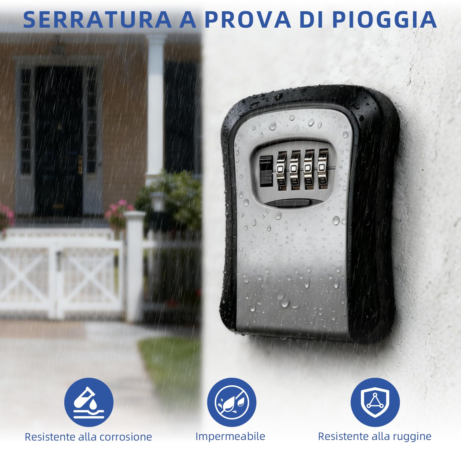 Cassetta Chiavi con Codice, Cassaforte Chiavi da Parete a Combinazione 4 Cifre, Cassetta Chiavi Sicura per Esterno e Interno, Key Box Nero/Grigio (2)