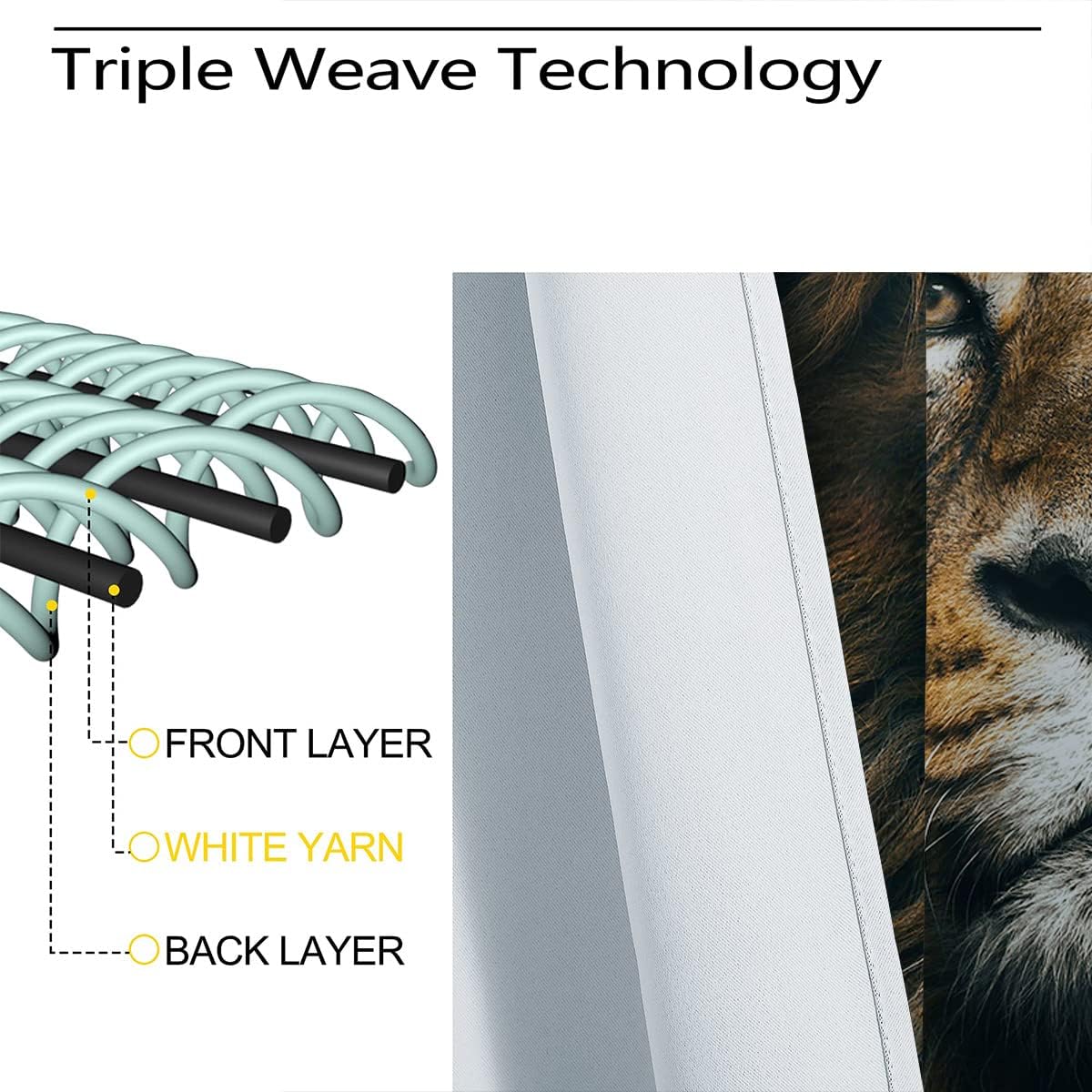 Lion Blackout Curtains for Girls Boy Home Decor, Animal Africa Wildlife King Tropical Grommet Thermal Insulated Drapes Darkening Window Curtain for Bedroom Living Room, 72 x 63 Inch