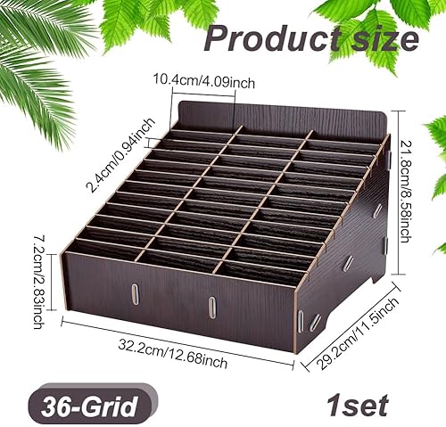 Miniatura 2 de BENECREAT Caja de almacenamiento de madera para teléfono celular de 36 rejillas, organizador de escritorio creativo para reuniones de oficina,