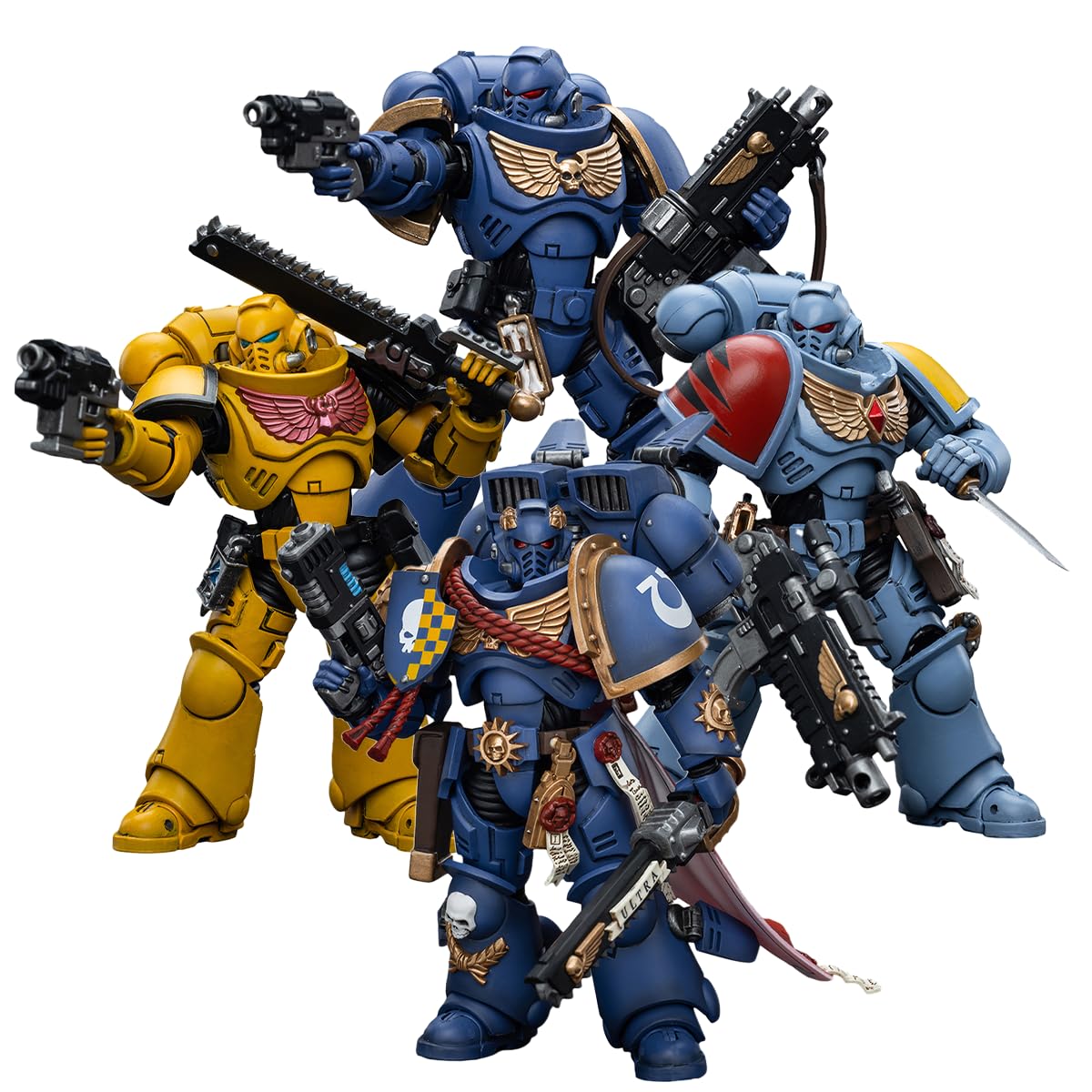 JOYTOYWarhammer 40,000 1/18 Action Figure Ultramarines Captain With Jump Pack and Intercessors 4PCS Collection Model Birthday
