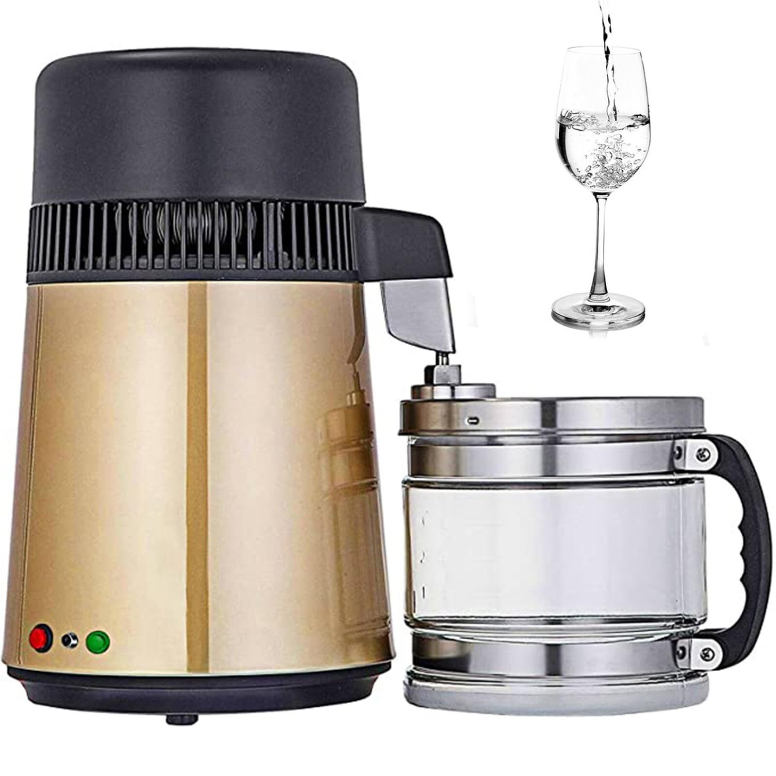 Máquina de Agua Destilada 750w,4l Destilador de Agua de Acero Inoxidable Máquina Purificador de Encimera para Laboratorios/Clínicas/Casas,Amarillo