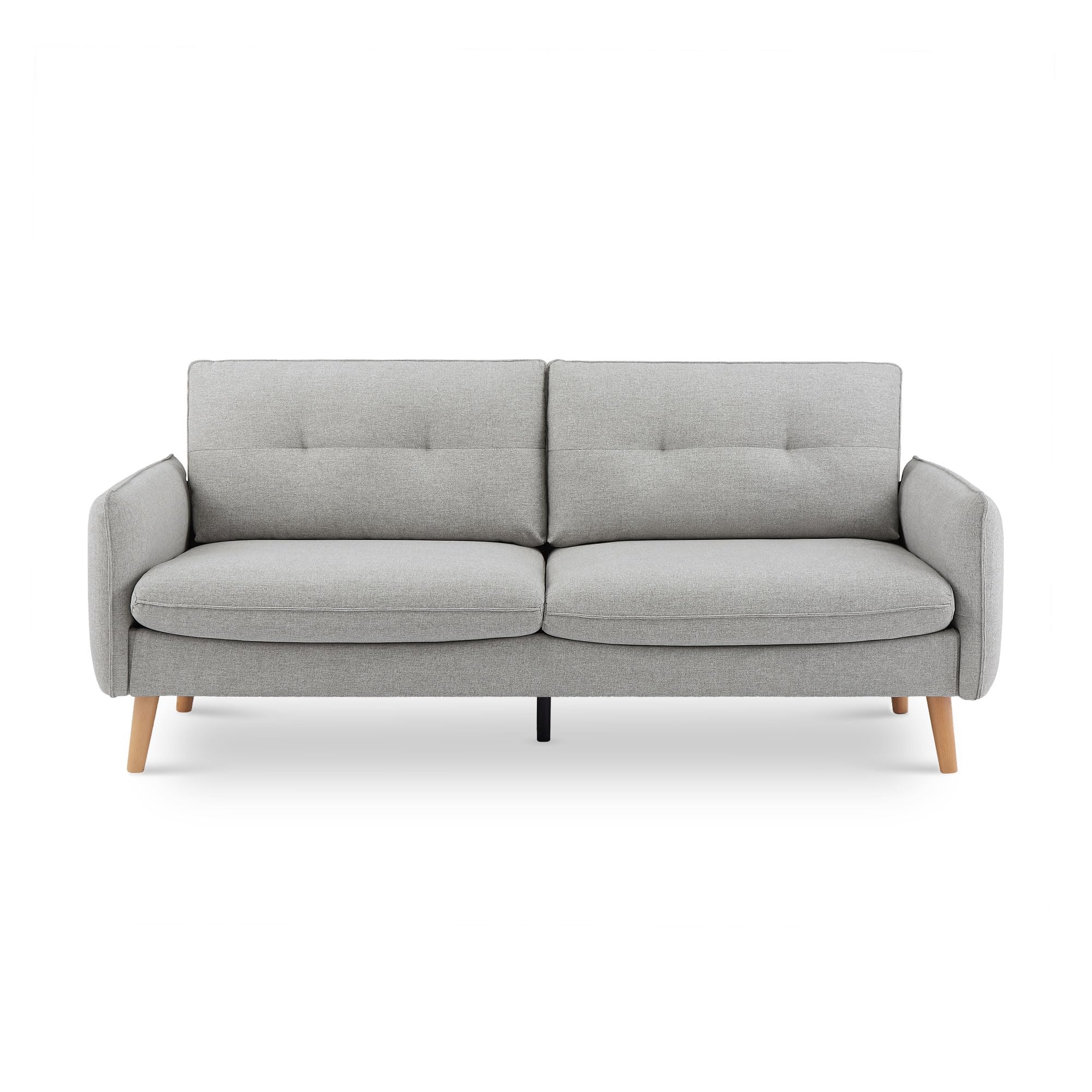Canapé 3 Places Scandinave CHLOÉ en Tissu Gris Clair – Canapé Droit Élégant et Moderne – Sofa Spacieux et Confortable Style Nordique Chic pour Salon ou Bureau – Canapé Rectiligne 210x82x92 cm