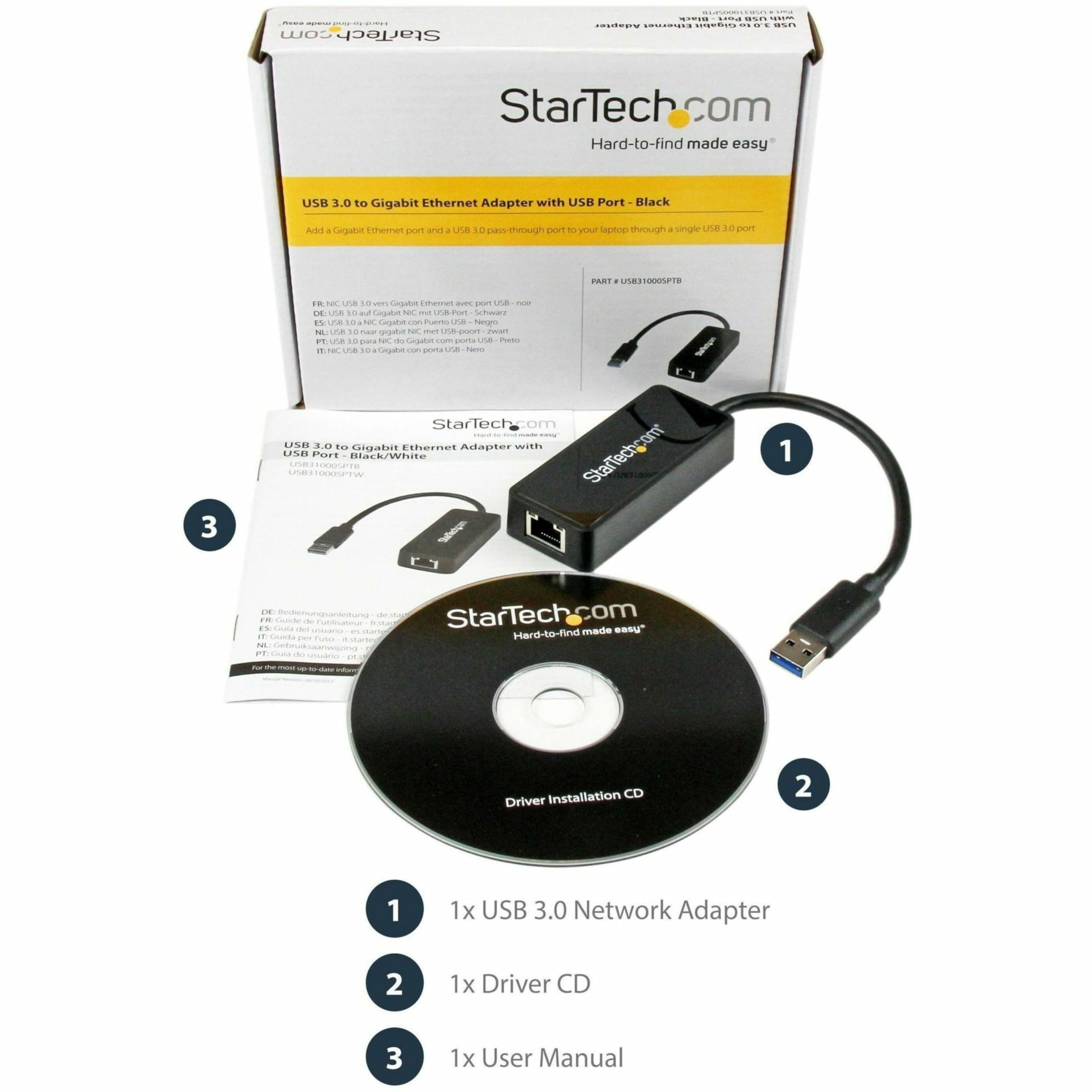 STARTECH. COM USB 3.0 do Gigabit Ethernet Karta sieciowa z portem USB - czarna
