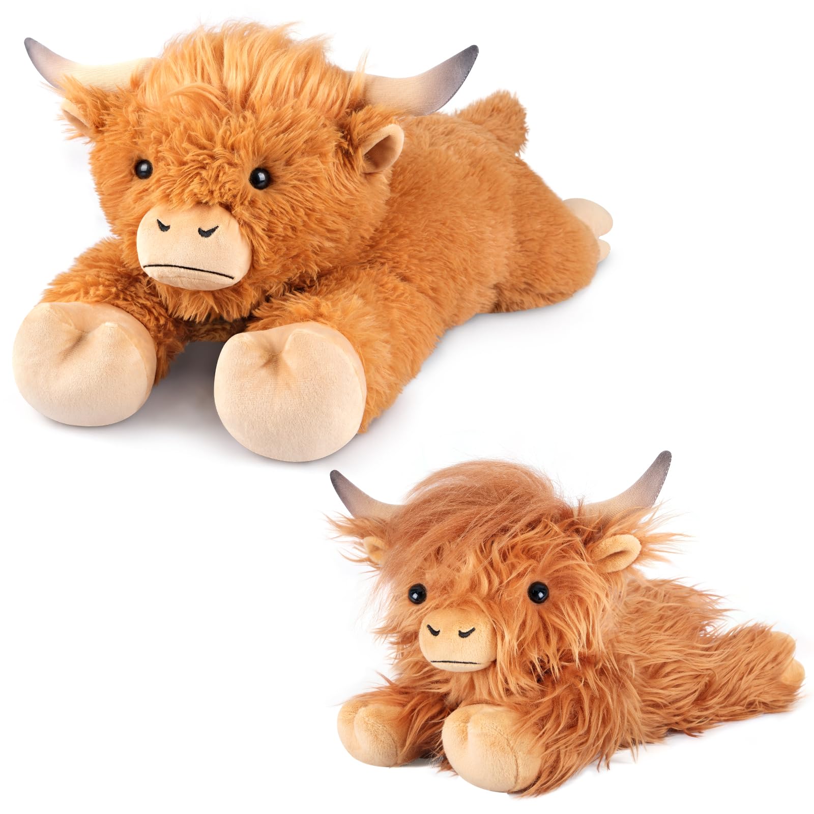 Heatable Coolable Weighted Highland Cow Stuffed Animal Microwavable Stuffed Animals Peirod Heating Pad for Cramps Cuddly Soft Plushies