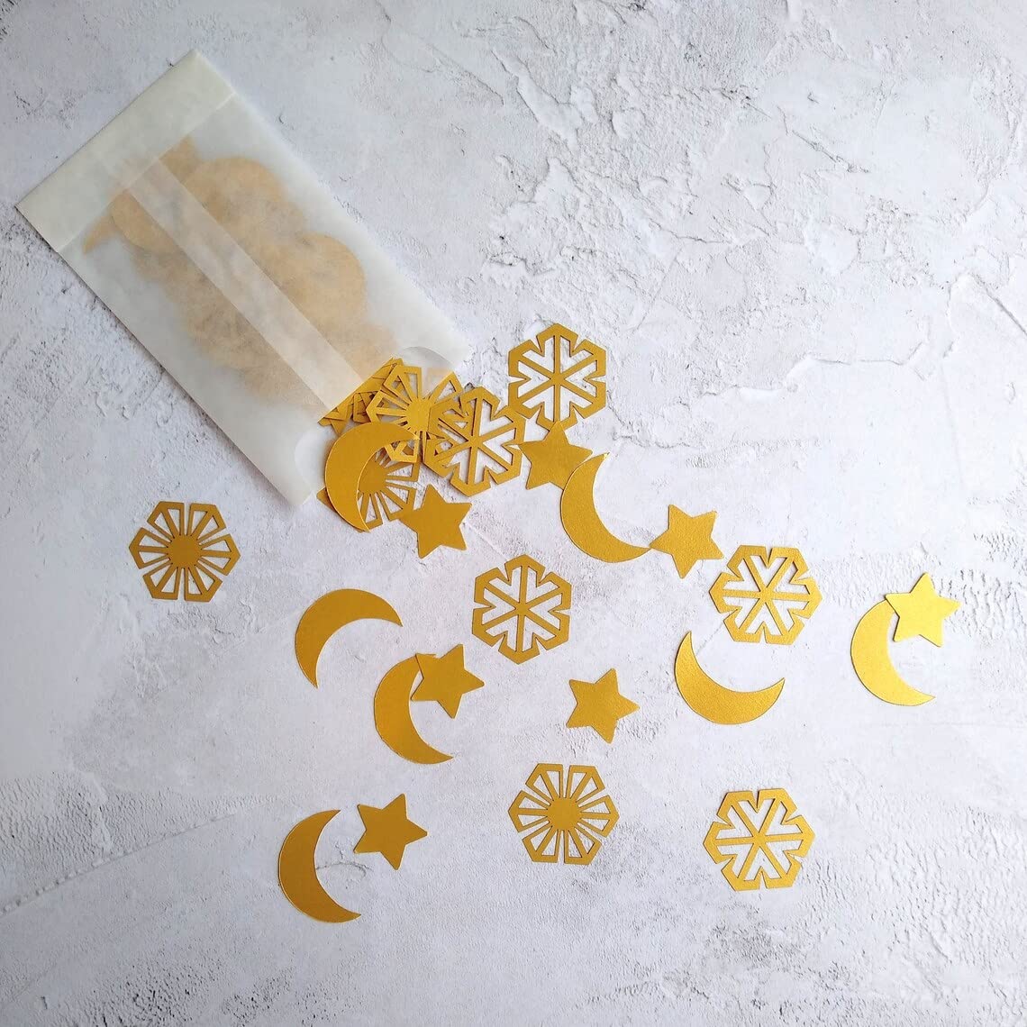 Confetti! (Pack of 120pc. Laser Cut) Eid Confetti, Ramadan Table Decoration, Crescent Moon and Star Confetti, Islamic Party Confetti