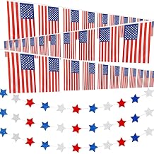 66 Ft American Flag Banners String76 Flags, and 39 Ft Star Streamers Garland for Patriotic Party Celebration, Independence Day Party Favor Supplies, Memorial Day Decoration