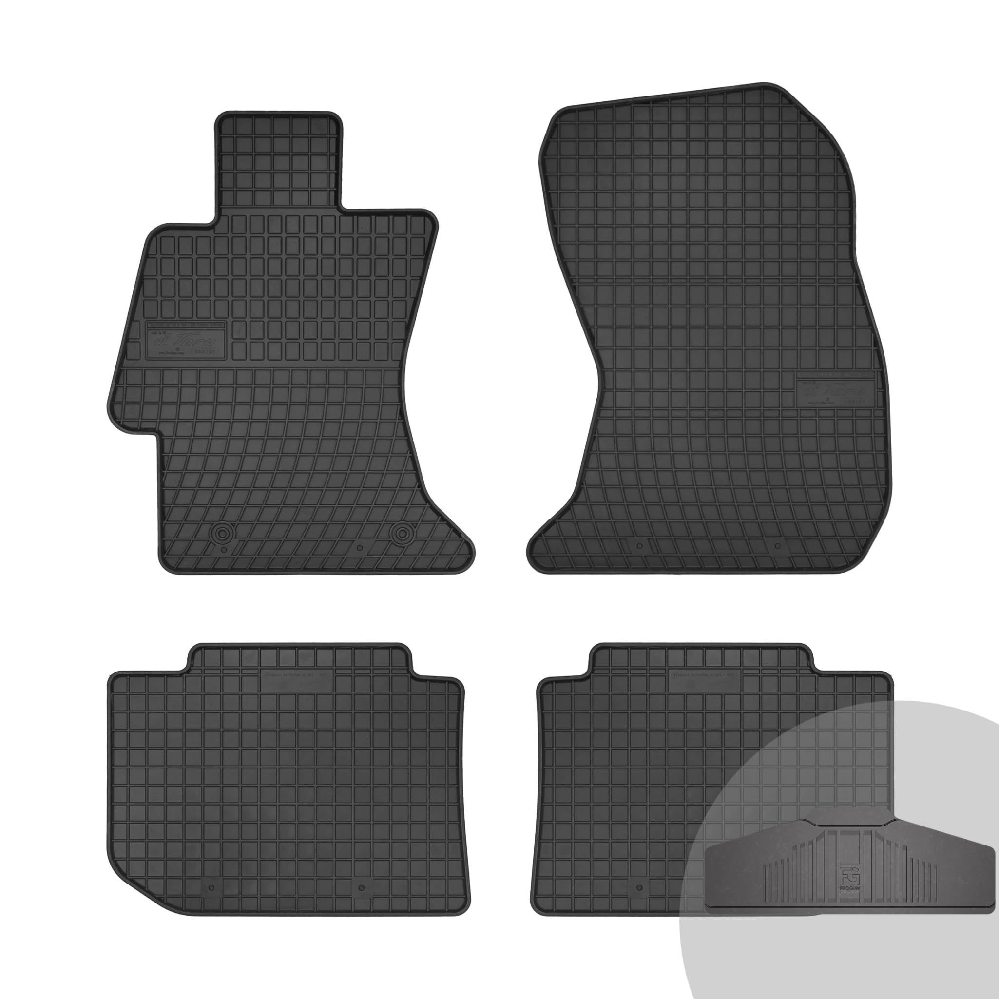 FROGUM El Toro Gumowe dywaniki samochodowe do Subaru Impreza IV 2011-2018, do Subaru Levorg 2014-2020, do Subaru XV I 2011-2017 | Odporny materiał | 1,5 cm rant ochronny
