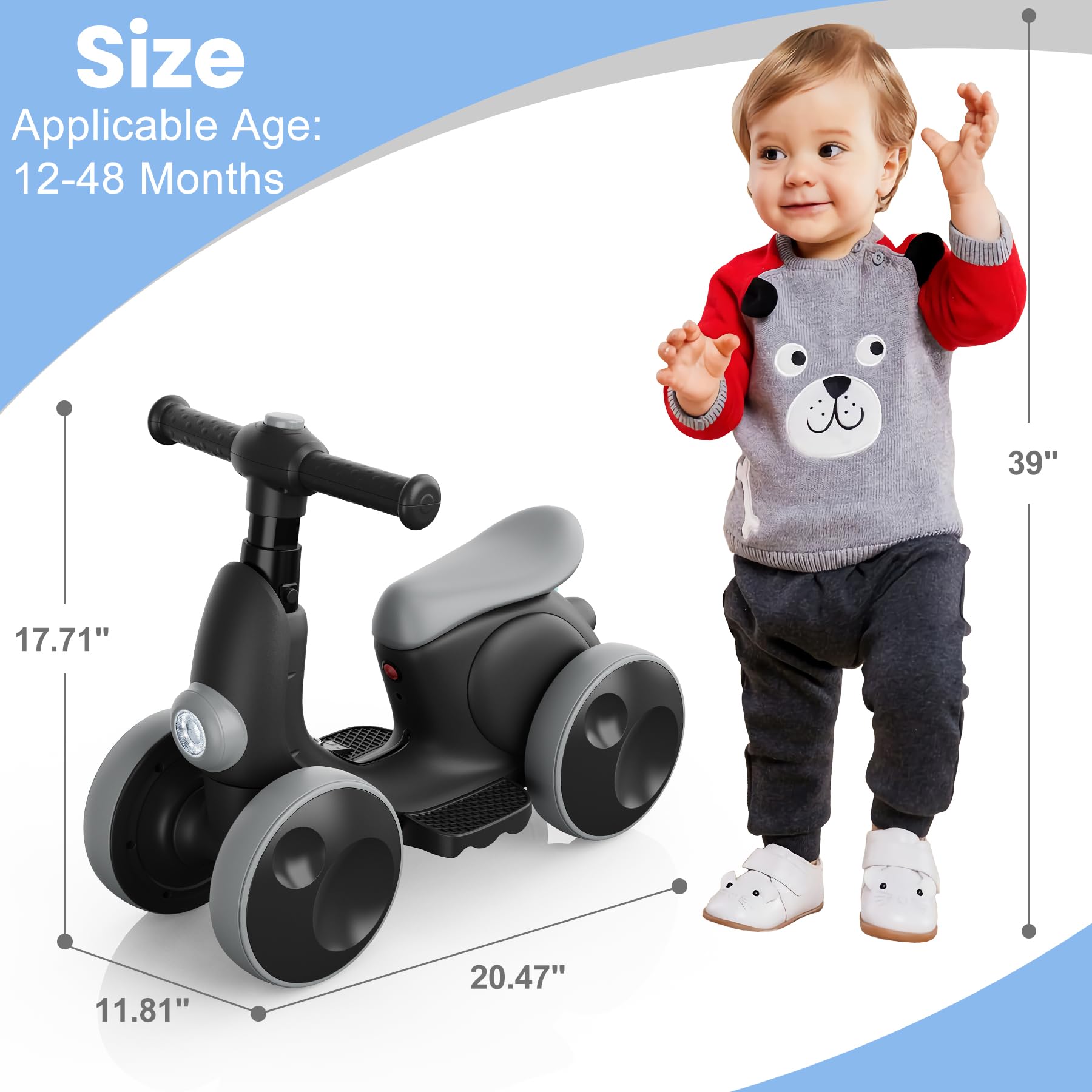 VITONIS Draisienne Électrique pour Tout-Petits avec Machine à Bulles pour Garçons et Filles De 1 an, Draisienne 4-en-1 pour Enfants avec Musique et Lumières LED, Jouet Cadeau pour 12-48 Mois
