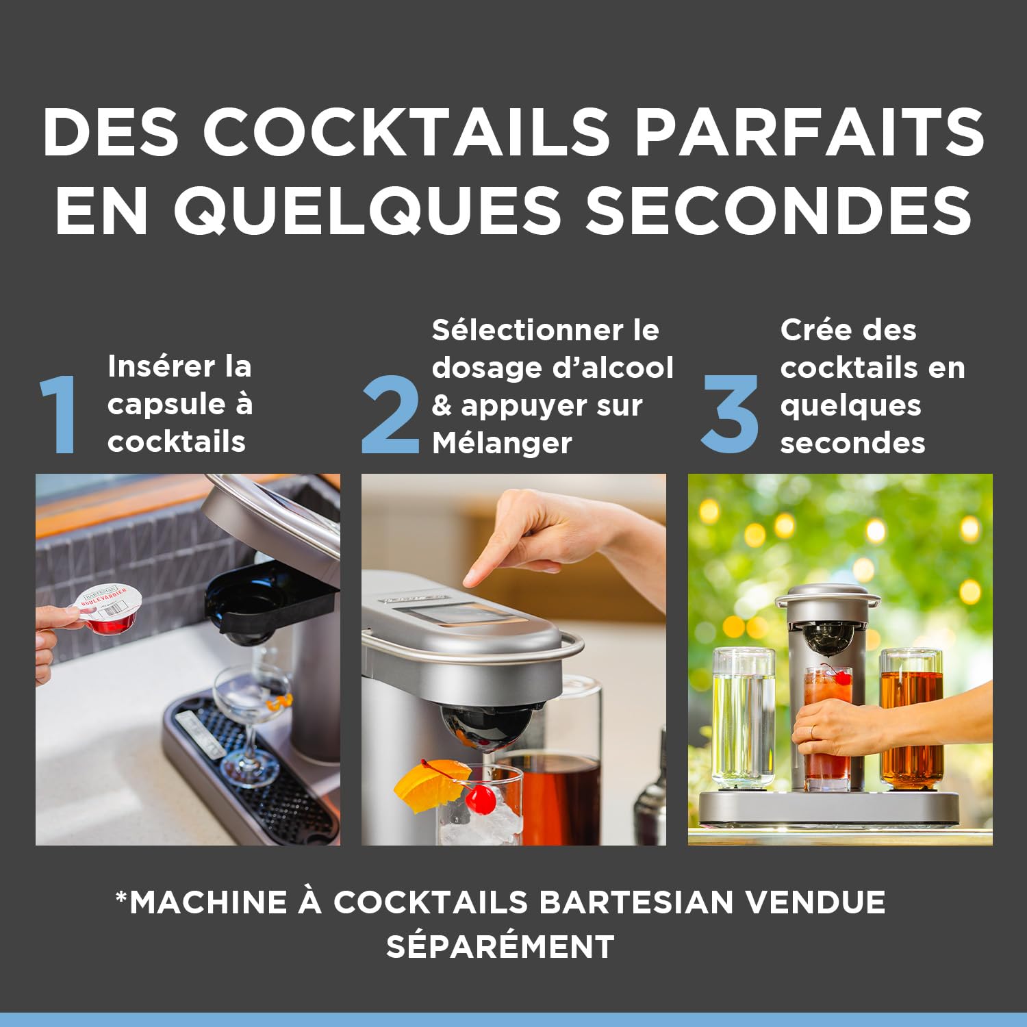Bartesian Hurricane - Ingrédients pour Cocktail au Rhum - Capsules pour le Bartesian Cocktail Maker - Préparation sans alcool à mélanger avec des spiritueux - Lot de 8 capsules
