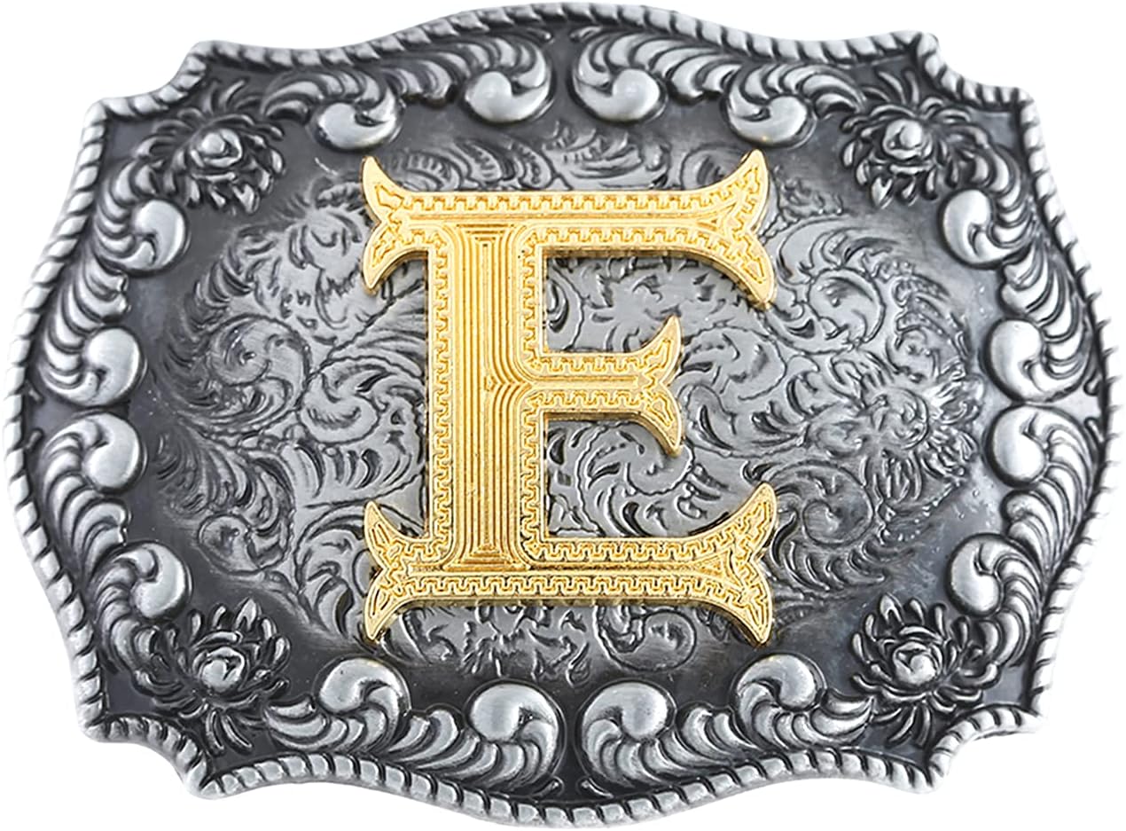 HUABOLA CALYN Belt Buckle Men, Western Cowboy Rodeo Small Alphabet Letter ABCDMRJ to Z Initial Belt Buckles for Women