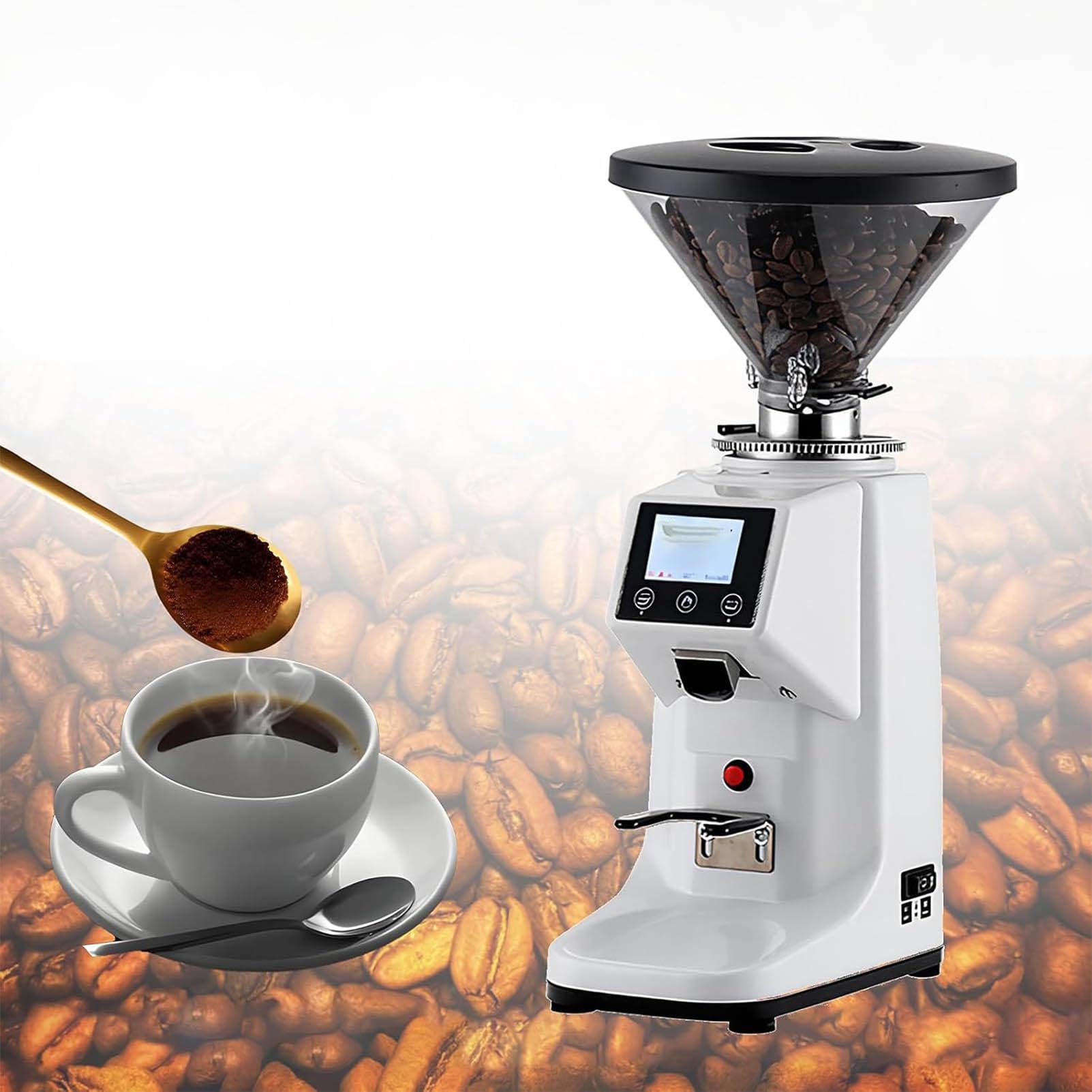 Macinacaffè elettrico professionale con macina piatta da 60 mm white-500ml