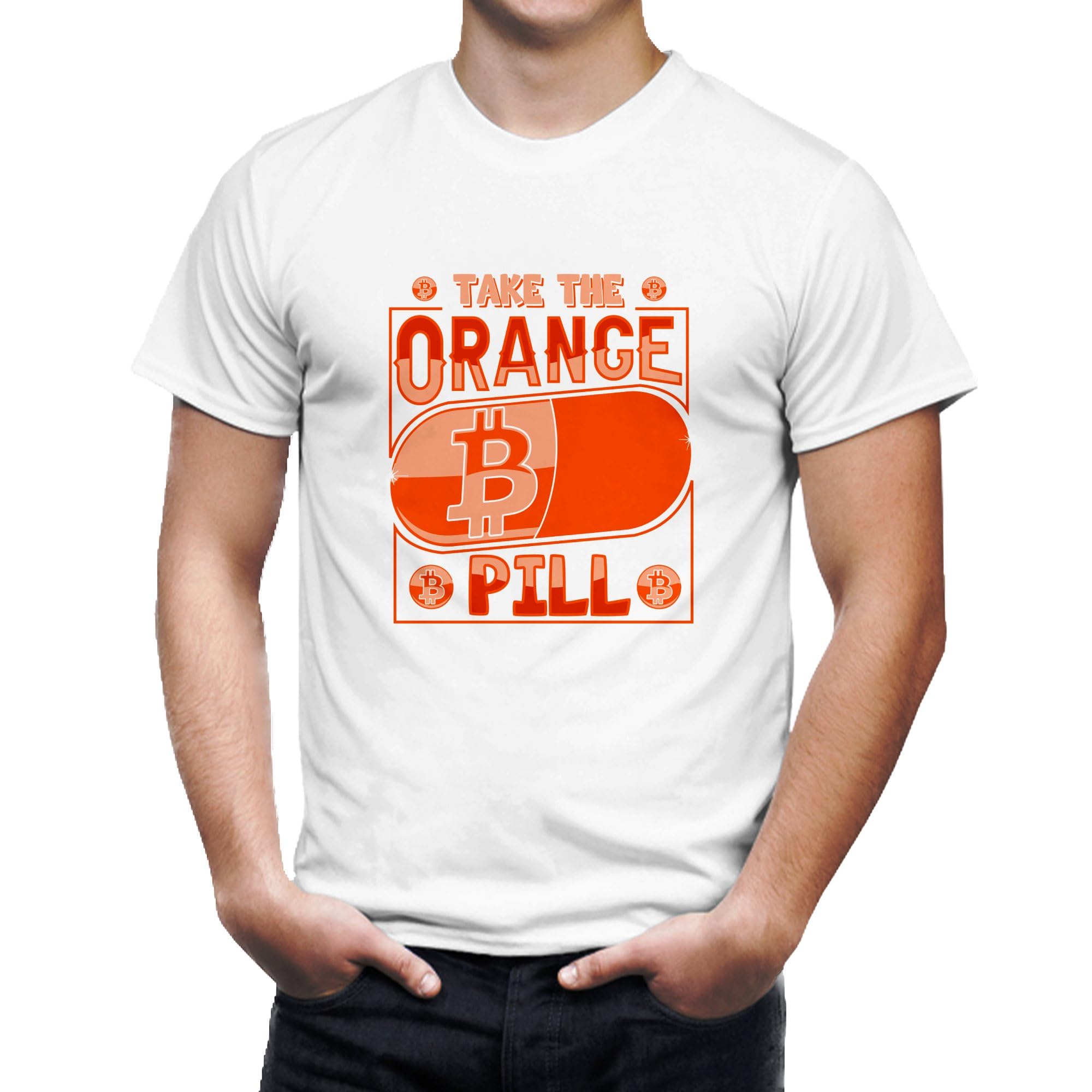 Seek Buy LoveBitcoin Cryptocurrency Orange Pill Concept T-Shirt, BTC HODL Crypto Trader Apparel, Unisex Blockchain Tee