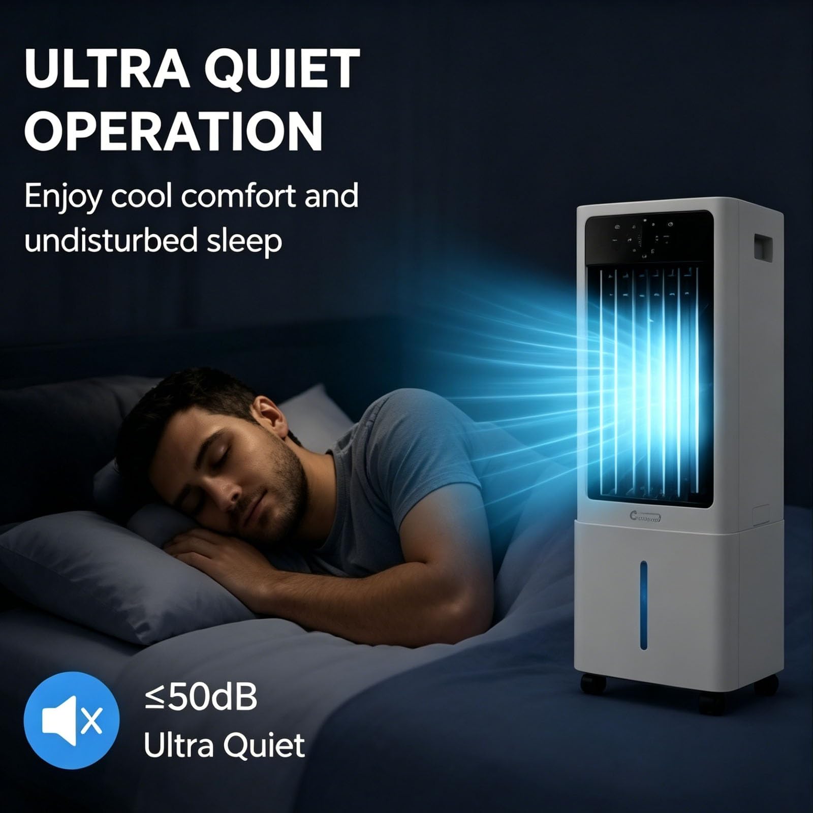 Aire Acondicionado Sin Tubo con Ruedas, Depósito de 10 L, 3 Velocidades, Diseño Desmontable, Ventilador Aire Frio para Dormitorio y Oficina