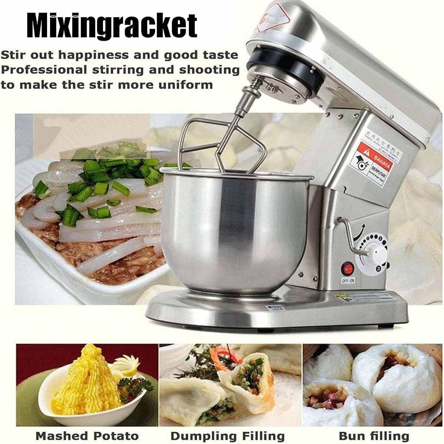 Robot da Cucina 3 in 1 da 500 W, Impastatrice Professionale per Uso Intensivo con Frusta A K, Gancio Impastatore E Frusta A Filo, Silenziosa Impastatrice Commerciale da Silver 5L