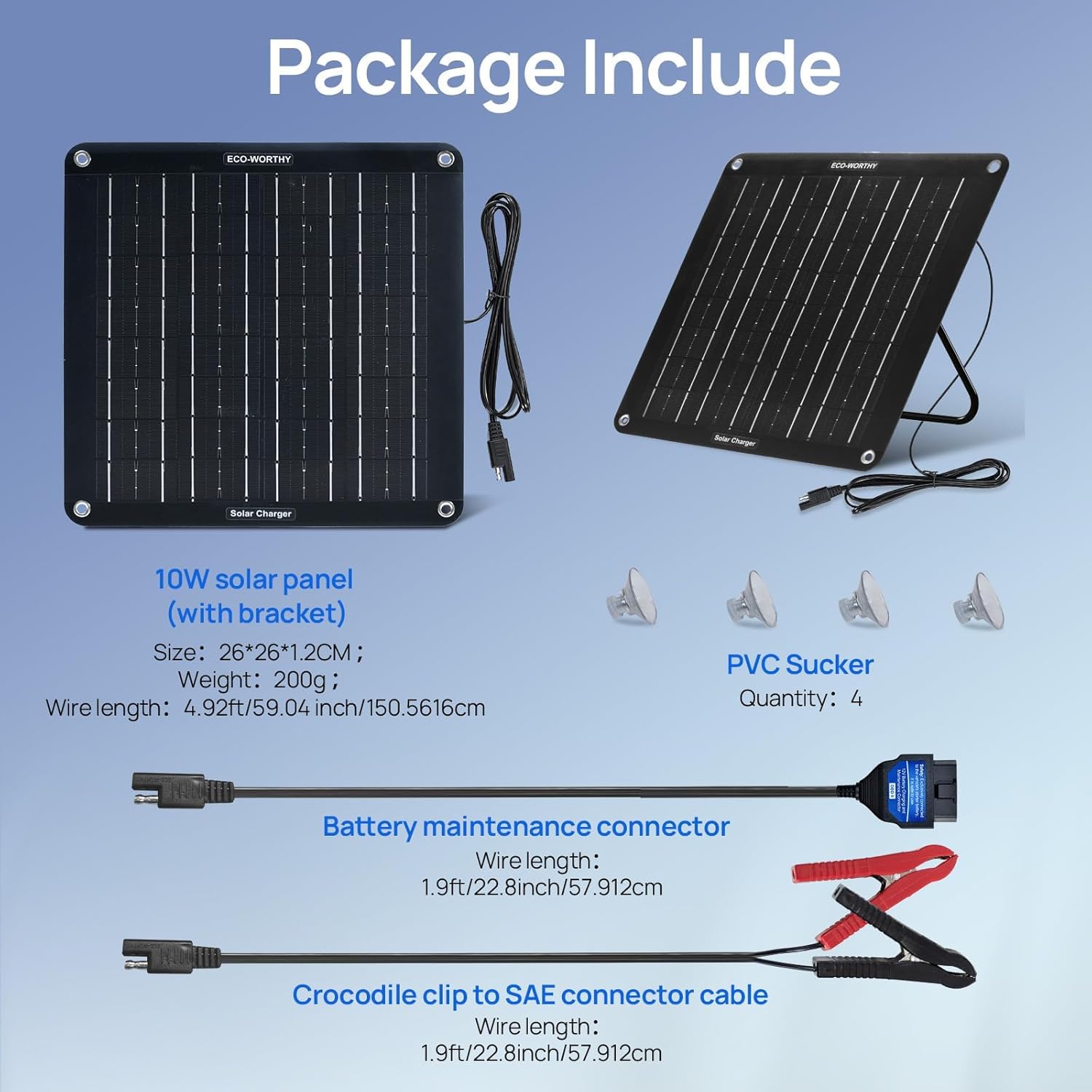 ECO-WORTHY Aggiornamento 10 W batteria solare auto carica flusso mantenimento, portatile 12 V impermeabile pannello solare con staffa, ideale per auto, camion, barca, camper, rimorchio, trattore, ATV