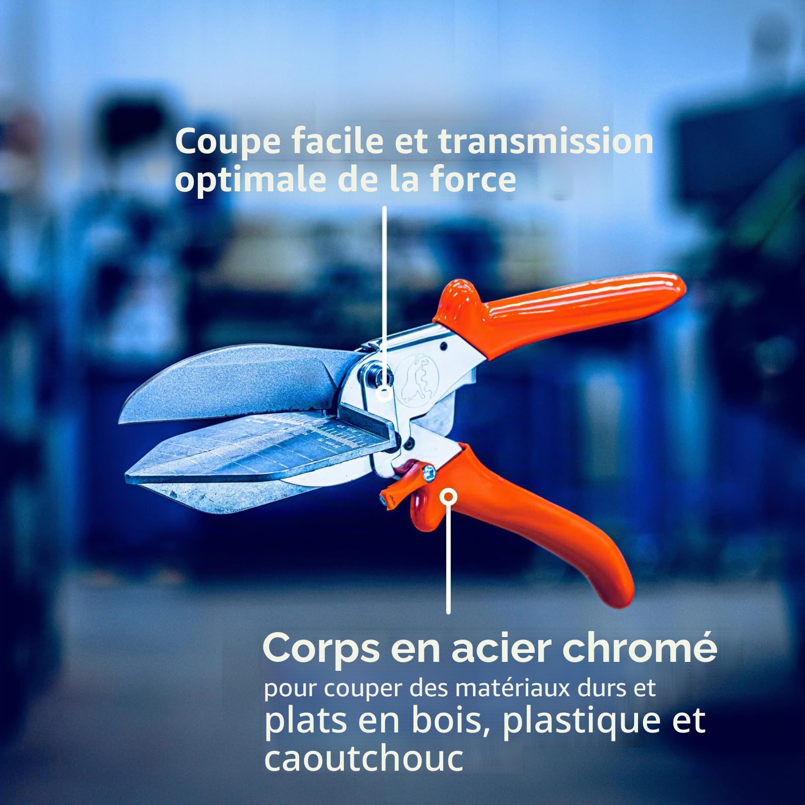 Original LÖWE Ciseaux à lattes professionnels 3.306/HÜ avec rapport de levier, butées à 90 degrés et lame extra longue – pour une coupe précise sur le plastique dur et plat, le PVC, le bois et le