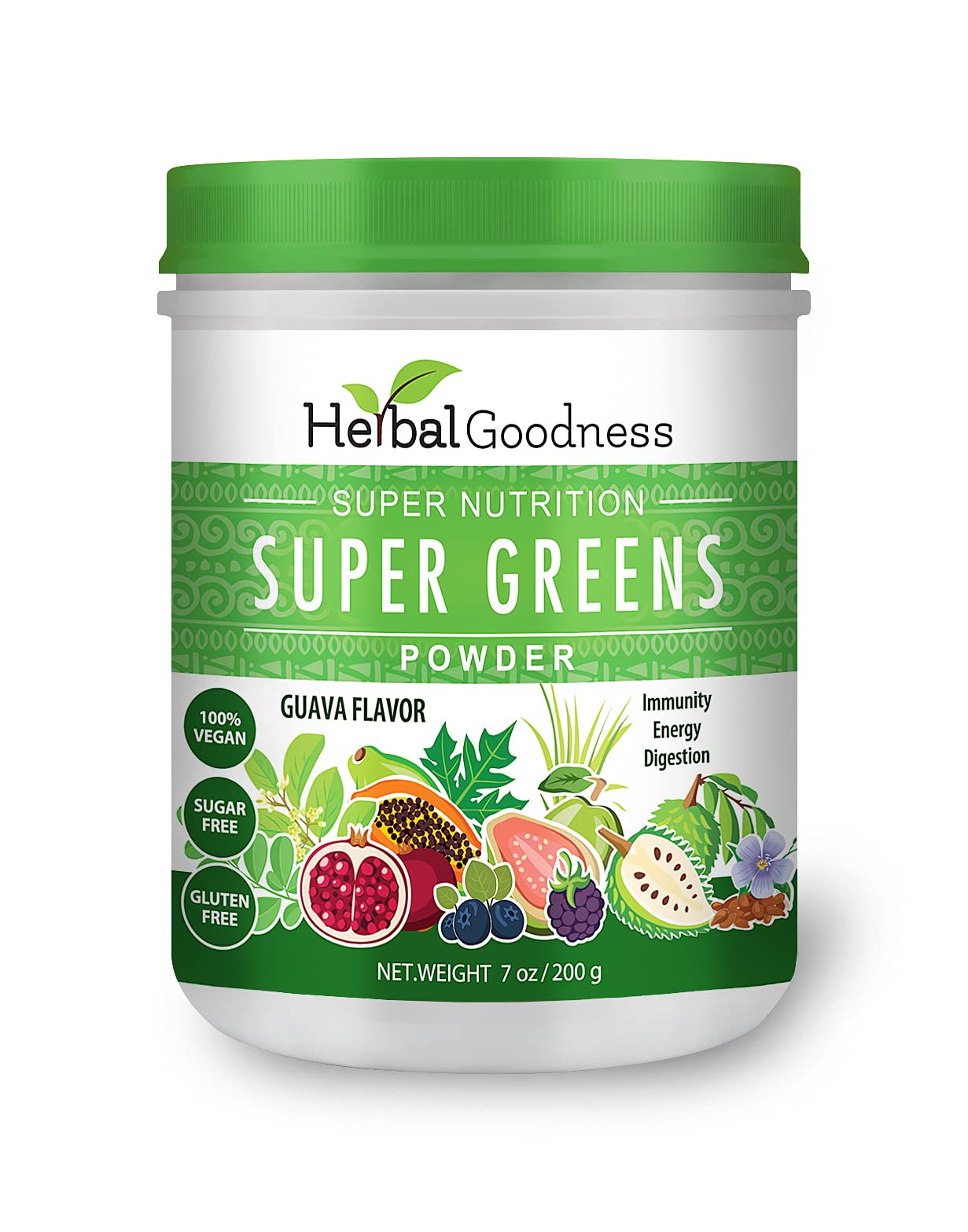 Amazon.com: Super Greens Powder - 7 oz/200 g - Energía, inmunidad y  digestión - 100% vegano - Hierbas naturales - Fabricado en los Estados  Unidos por Herbal Goodness : Salud y Hogar