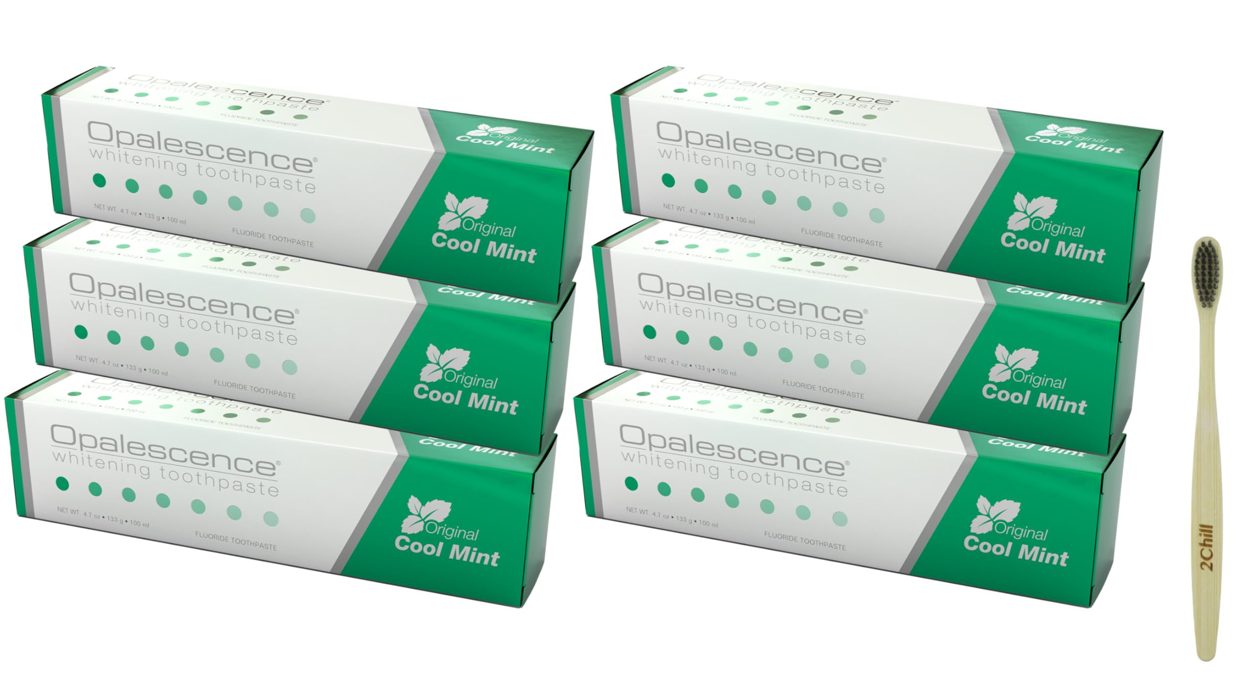 Opalescence Whitening Toothpaste Original Formula (Pack of 6) - Oral Care, Mint Flavor, Gluten Free - 4.7 Ounce. Includes Toothbrush- Developed by