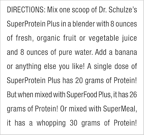 Miniatura 4 de Dr. Schulze's | SuperProtein Plus | Concentrado 100% de proteína vegetal | Mezcla de polvo orgánico | Vitamina B-12 y espirulina | Suplemento