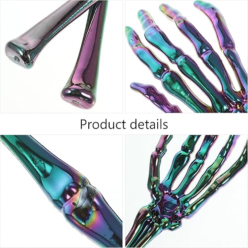 Miniatura 8 de EXCEART Pinzas para ensalada de Halloween, 2 piezas, para ensalada, para ensalada de Halloween, esqueleto de mano, cráneo, calavera, cuchara,