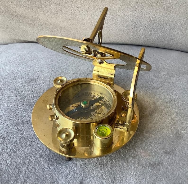 Solid Brass Sundial and Compass